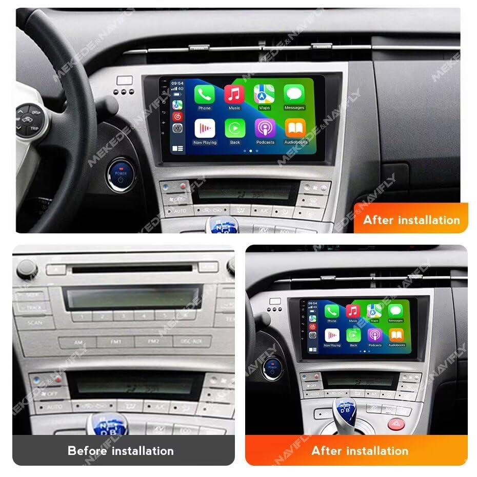 8+128GB 8Core Car Radio Stereo for Toyota Prius 2010-2015 Dash Kit Car GPS Navigation,9" IPS Touch Screen Head Unit with Car-Play & Android Auto/SWC/DSP/Rear View
