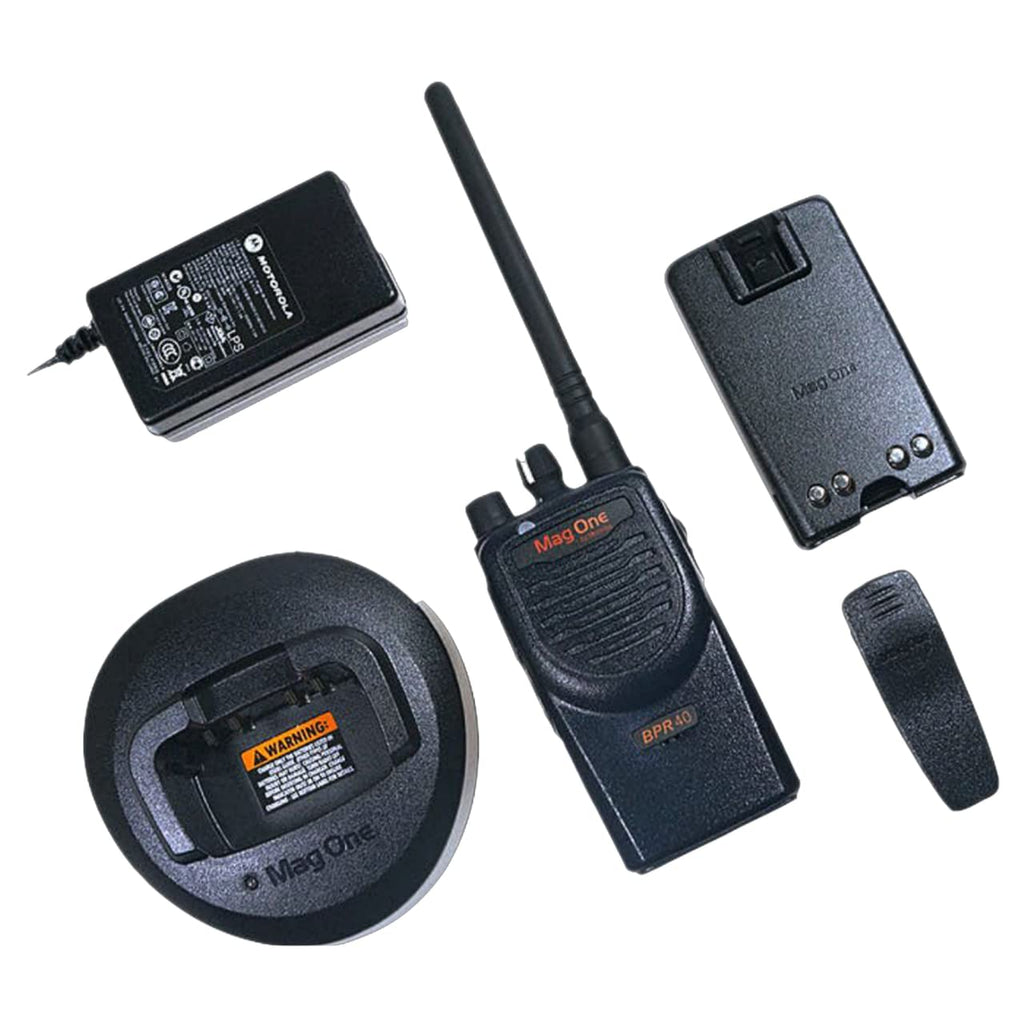 Motorola BPR40 Mag One Series 4W UHF 8-Channel Two-Way Radio (BPR40-U8) + Motorola HKLN4604 PTT Earpiece (4 Pack)