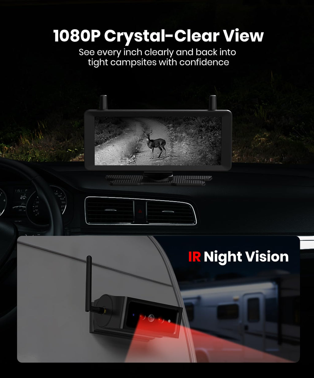 AUTO-VOX 7.2" Dual Wireless Magnetic Backup Camera System, 1-Min Install