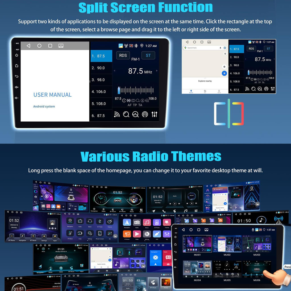 SIXTOP 4G+64G Android Car Stereo Radio for Jeep Wrangler JL Gladiator JT 2018-2021 Wireless Carplay Android Auto 9 Inch Touchscreen GPS Bluetooth 5.0 Head Unit WiFi 6 FM/RDS EQ SWC AHD Backup Camera