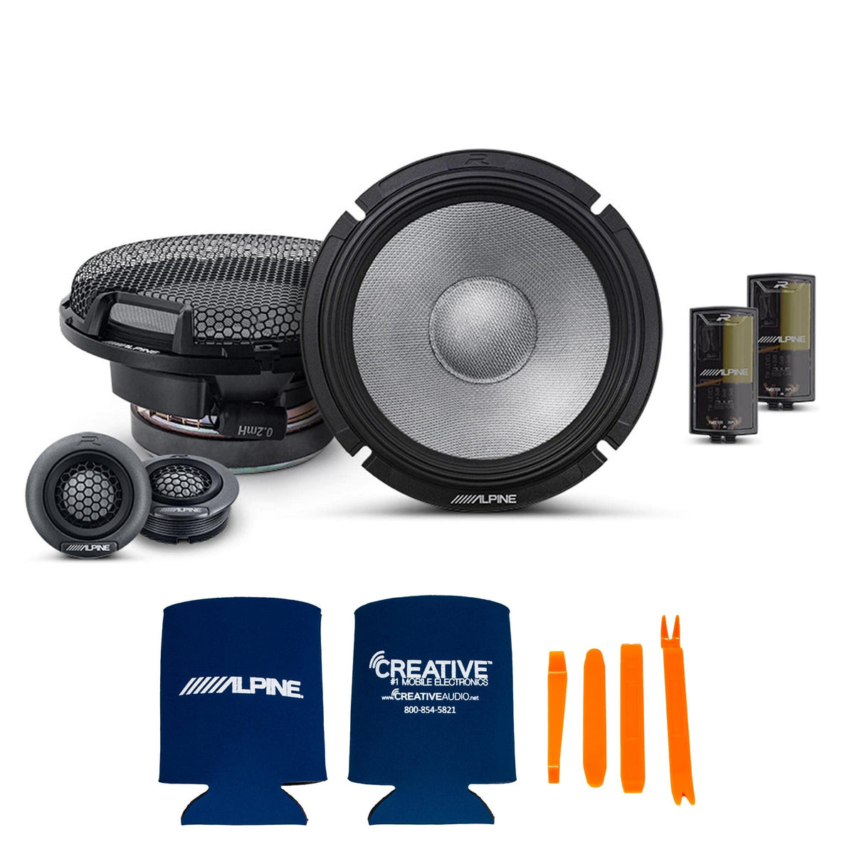 Alpine R2-S65C 6.5 in Two-Pair Component Speaker Bundle