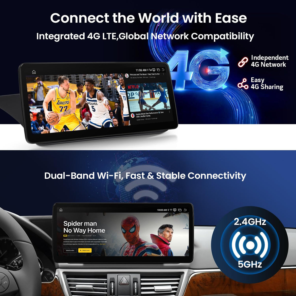 XTRONS Android Car Stereo for Mercedes-Benz E-Class W212 S212 (2009-2012) NTG 4.0, 12.3" IPS Touchscreen, Wireless CarPlay & Android Auto, Qualcomm Snapdragon 662, 8+128GB, Retains OEM Functions