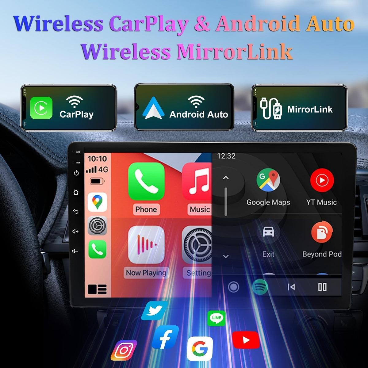 Android 13 Car Stereo for Landrover Freelander 2 2007-2012 Car Radio GPS for CarPlay Wireless Android Auto 9in Touchscreen Bluetooth WiFi FM/RDS DSP SWC Split Screen AHD Backup Camera 2+32G