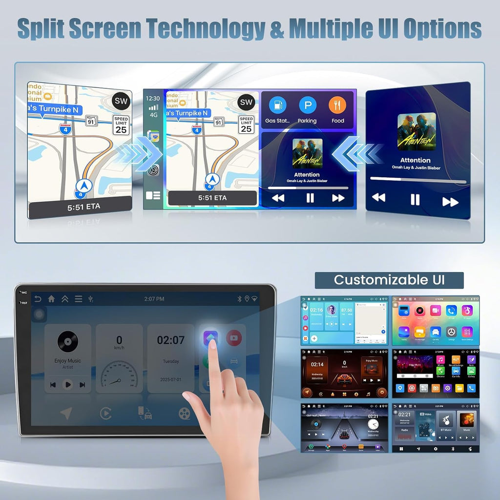10" Double Din Car Stereo Radio for Cadillac SRX 2004 2005 20006 2007 2008 with Wireless Carplay Android Auto, 2+64G Touchscreen Car Radio GPS WiFi Bluetooth GPS Navigation FM RDS AHD Backup Camera