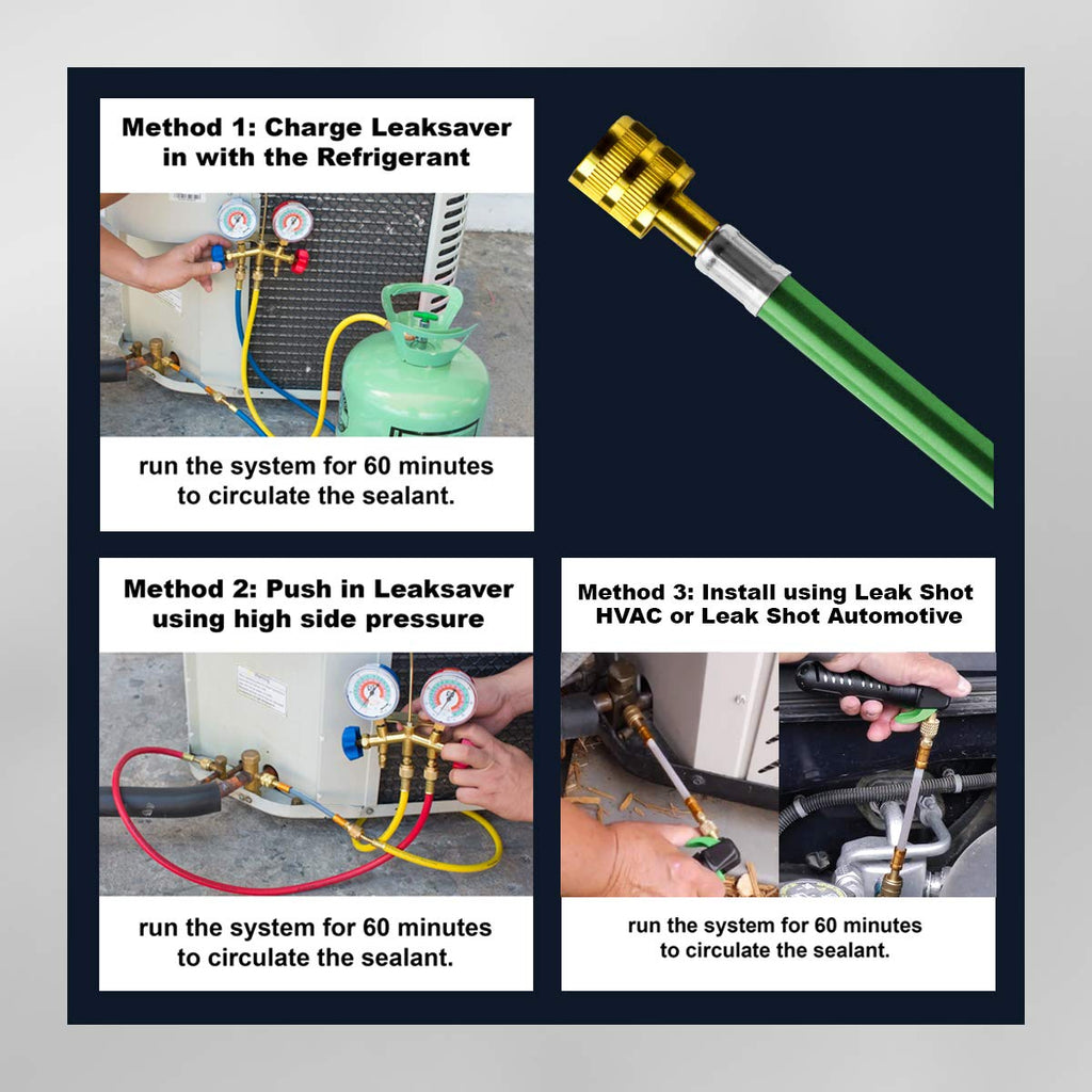 Leak Saver Direct Inject Ultimate 6-Pack | 3-in-1 AC Refrigerant Leak Sealer | with UV Dye & Moisture Remover | for Most HVAC Systems Up to 5 Tons - Professional AC Leak Sealer - AC Stop Leak