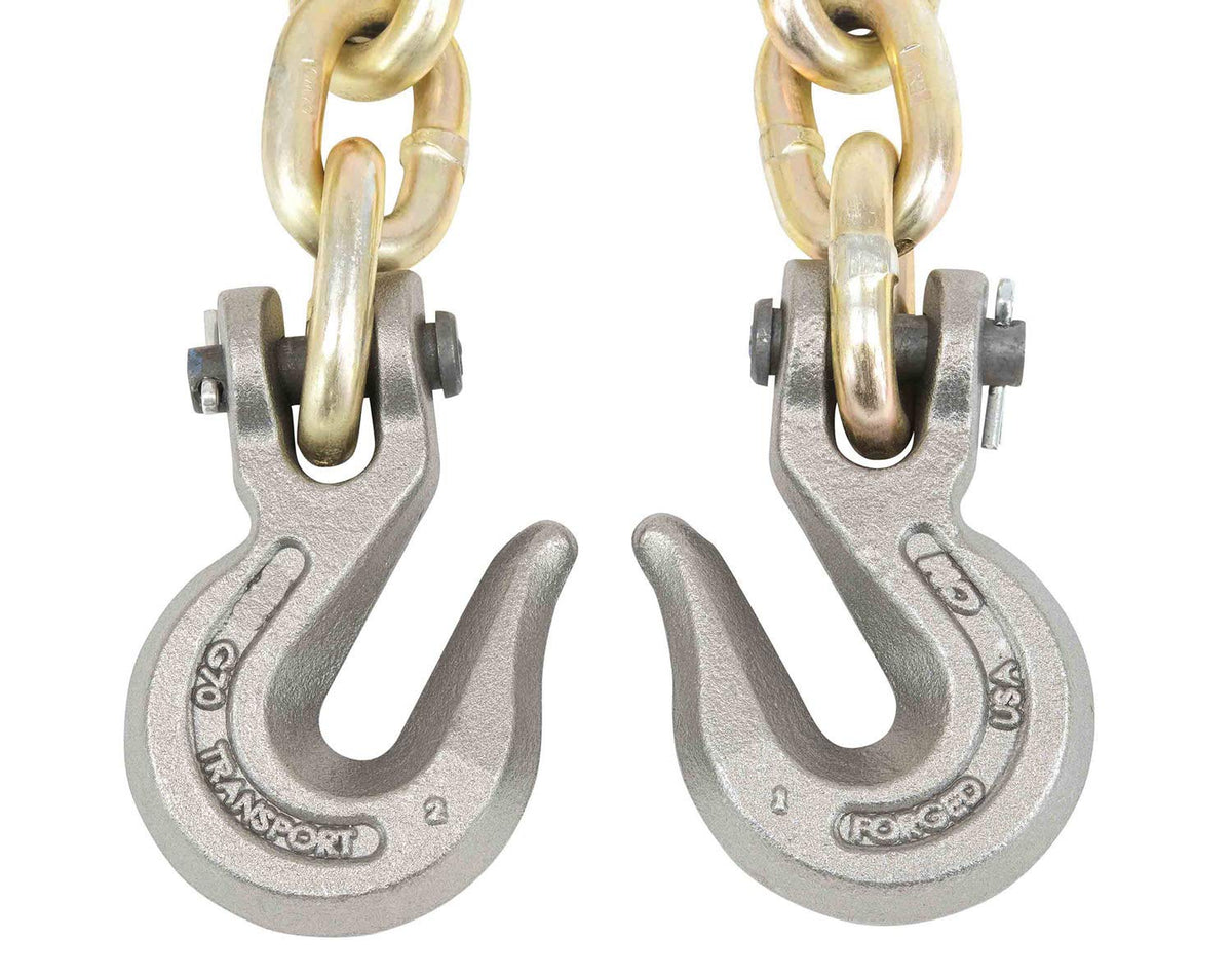 Mytee Products G70 Chain and Load Binder Kit | (4) 5/16-3/8" G70 G80 Load Binders & (4) 3/8" x 20' G70 Chains w/Grab Hooks | 6600 lbs Safe Load Limit for Truck & Flatbed Trailer | Made in USA