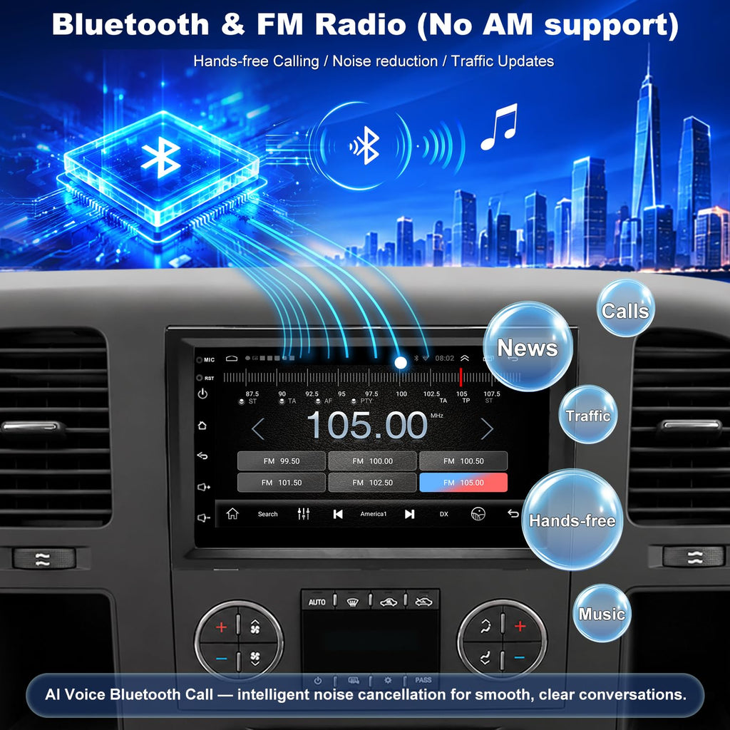 7" 5GWiFi Car Radio for GMC Sierra Chevy Silverado 1500 2500 3500 2007-2013