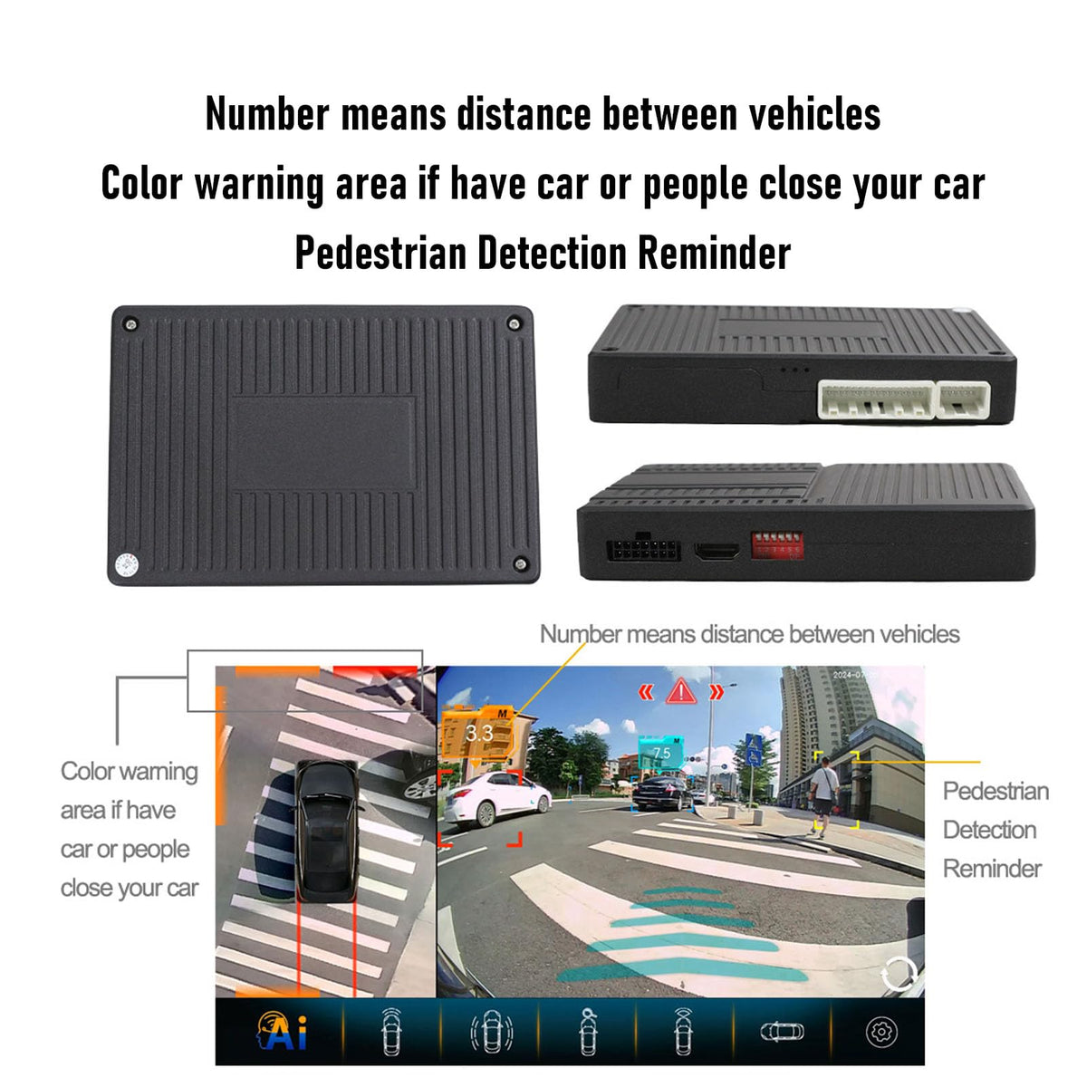 360° Panoramic Bird View Car System, All Round Rear Camera with AI Warning, Universal for Cars, SUV, Truck, Parking Safety Assistance