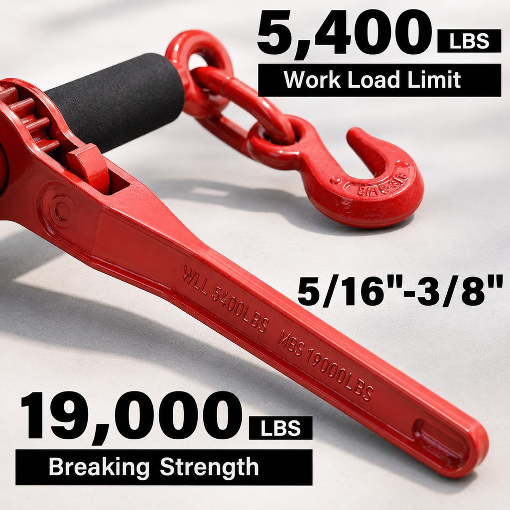 5/16"- 3/8" Ratchet Load Binder with G80 Chain 4Pack 5/16" Tie Down Kit