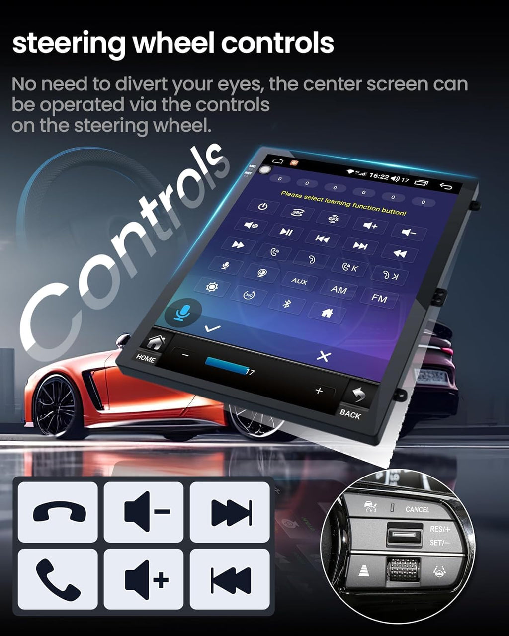 8Core+4GB RAM Andriod 13 Car Radio Stereo for Chevrolet Chevy Cruze 2009-2015: 10.4 Inch Tesla Style HD IPS Touchscreen Wireless Carplay Andriod Auto GPS Navi Bluetooth 5G WiFi Backup Camera FM SWC