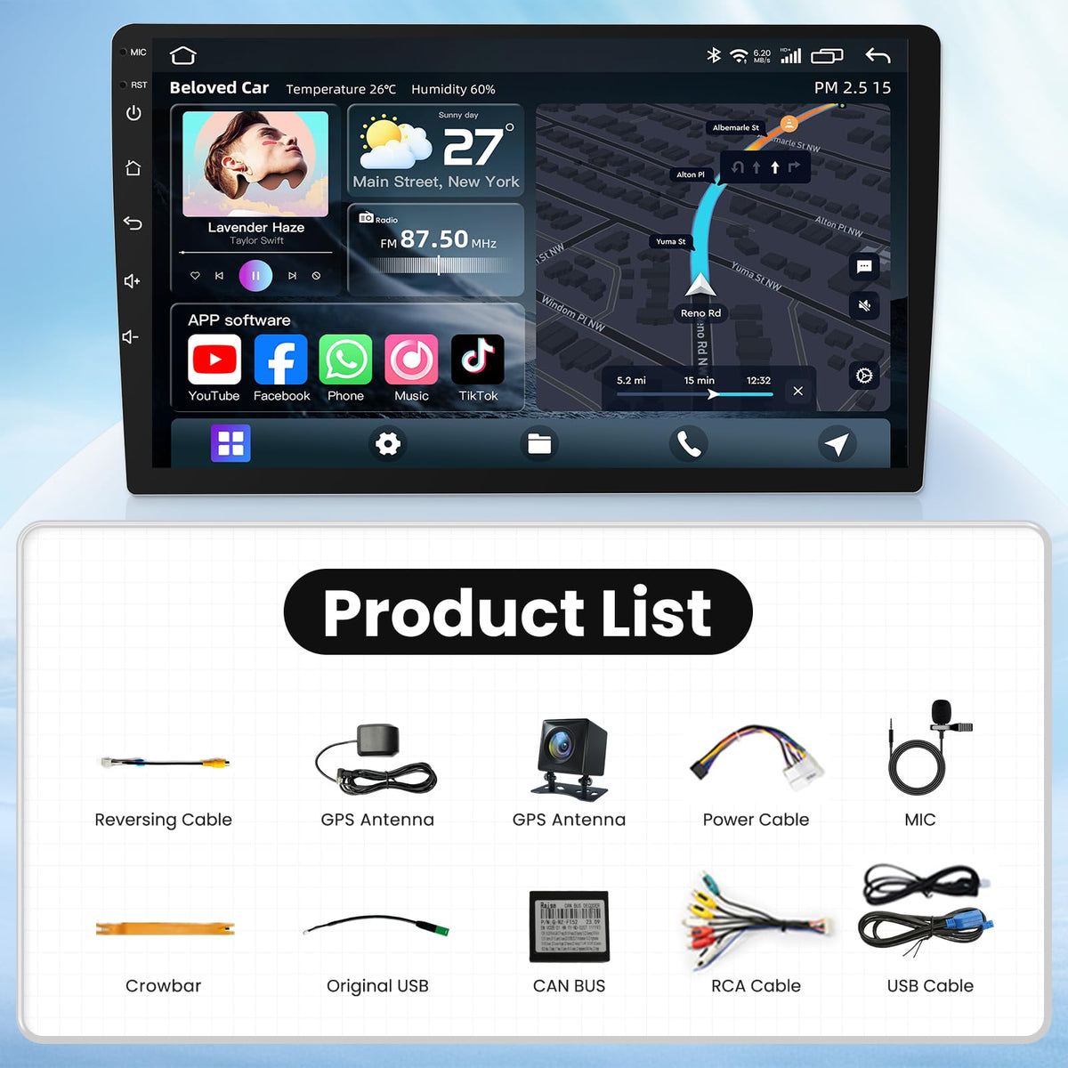 [4+64G] Car Radio for Jeep Compass 2017-2020: 10inch 1280 * 800HD Touch Screen Head Unit Stereo Replacement FM RDS CarPlay Android Auto 5GWiFi Bluetooth5.0 1080P Backup Camera SWC GPS