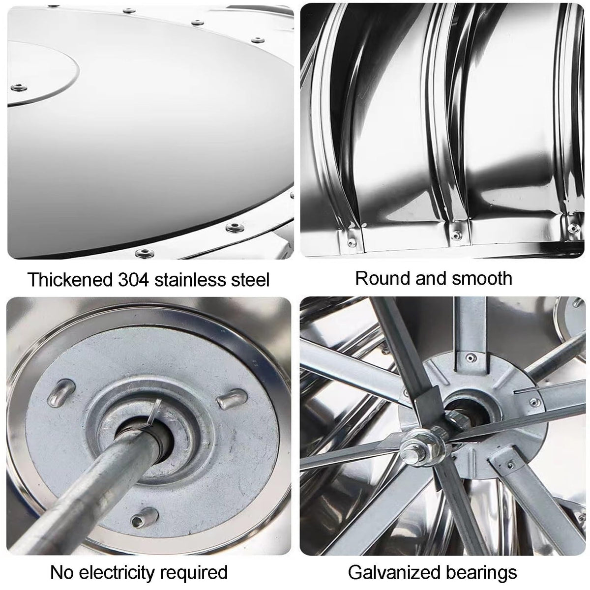 SARKEY Roof Turbines Ventilator, 304 Stainless Steel Rotating Ventilator Cap, Wind Rotating Chimney Cowl, Roof Rotating Exhaust Heat Dissipation Vents, Attic Air Vent Ventilating Fan(500mm/19.7in)