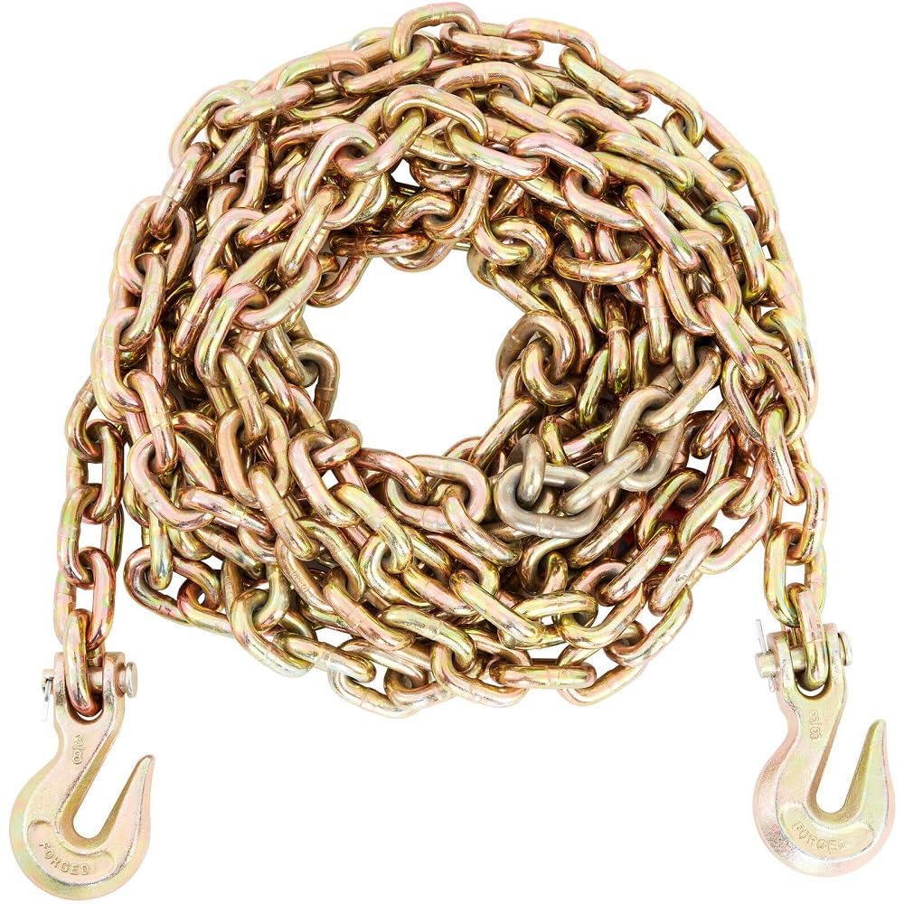 Binder Chain G80 Tow Chain with Hooks 7100lbs Load 3/8'' x 20' 2 Pack, May Vary