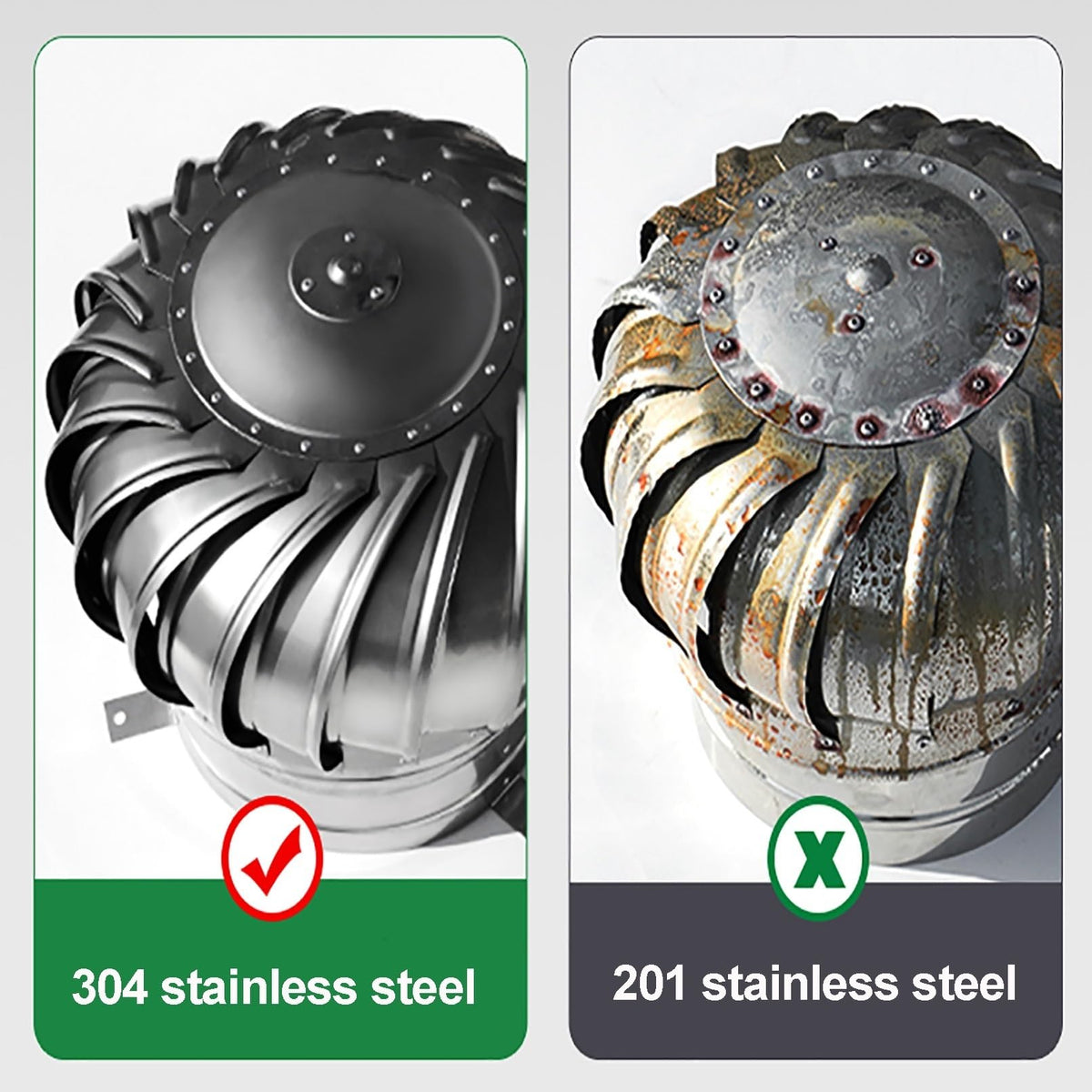 SARKEY 5-Pack Roof Turbines Ventilator, 304 Stainless Steel Wind Turbines, Chimney Cowl, Roof Vents Ventilating Fan, Unpowered Rotation, for Ventilation Exhaust Heat Dissipation(450mm/17.7in)