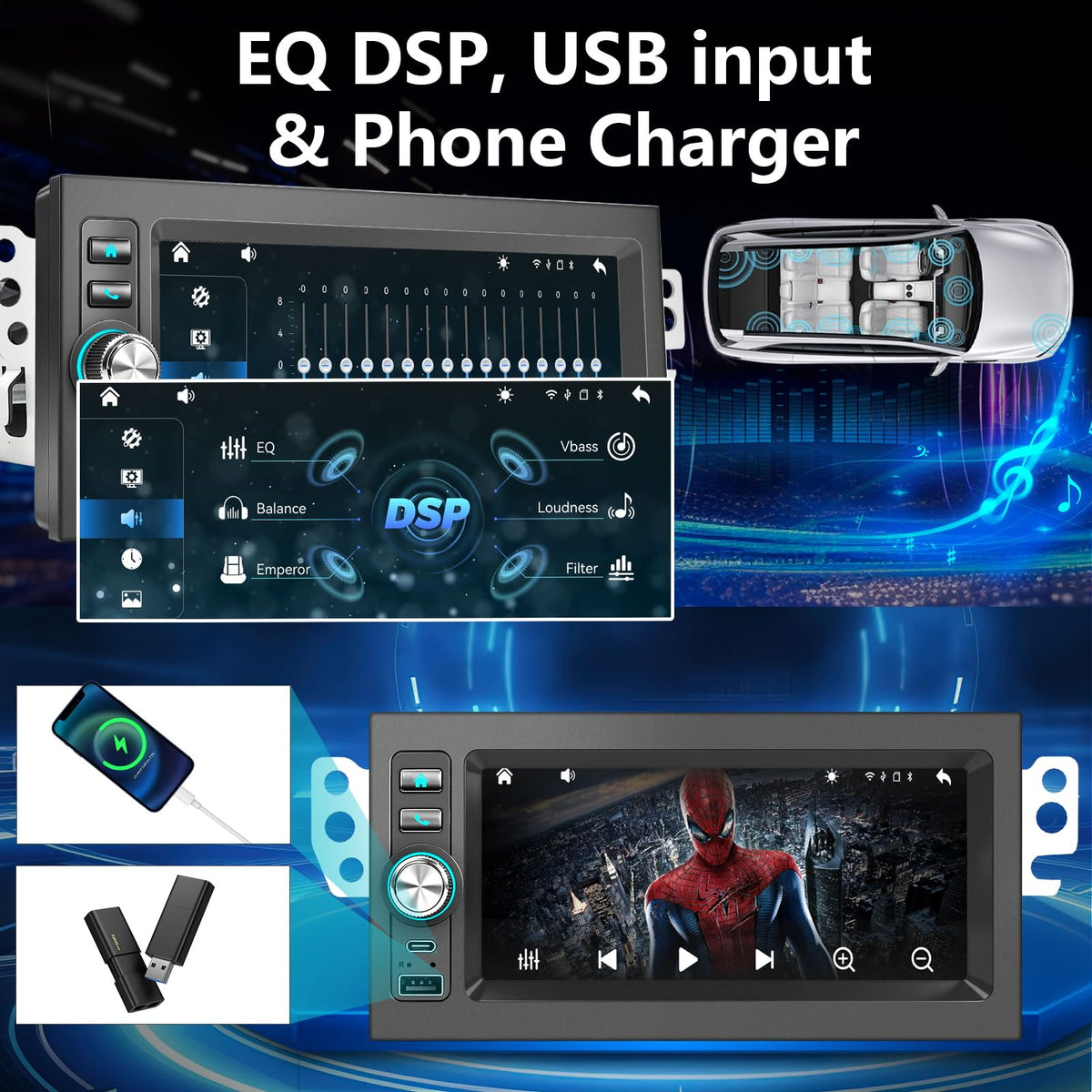Plug&Play 1.5 Din Car Radio for Chevy Silverado 1995-2002，S10 1998-2002，Blazer 1998-2002，for GMC Suburban 1995-1999,Yukon 1995-2002 Sonoma 1998-2002，6.9 Inch IPS Touch Screen with Carplay Android auto