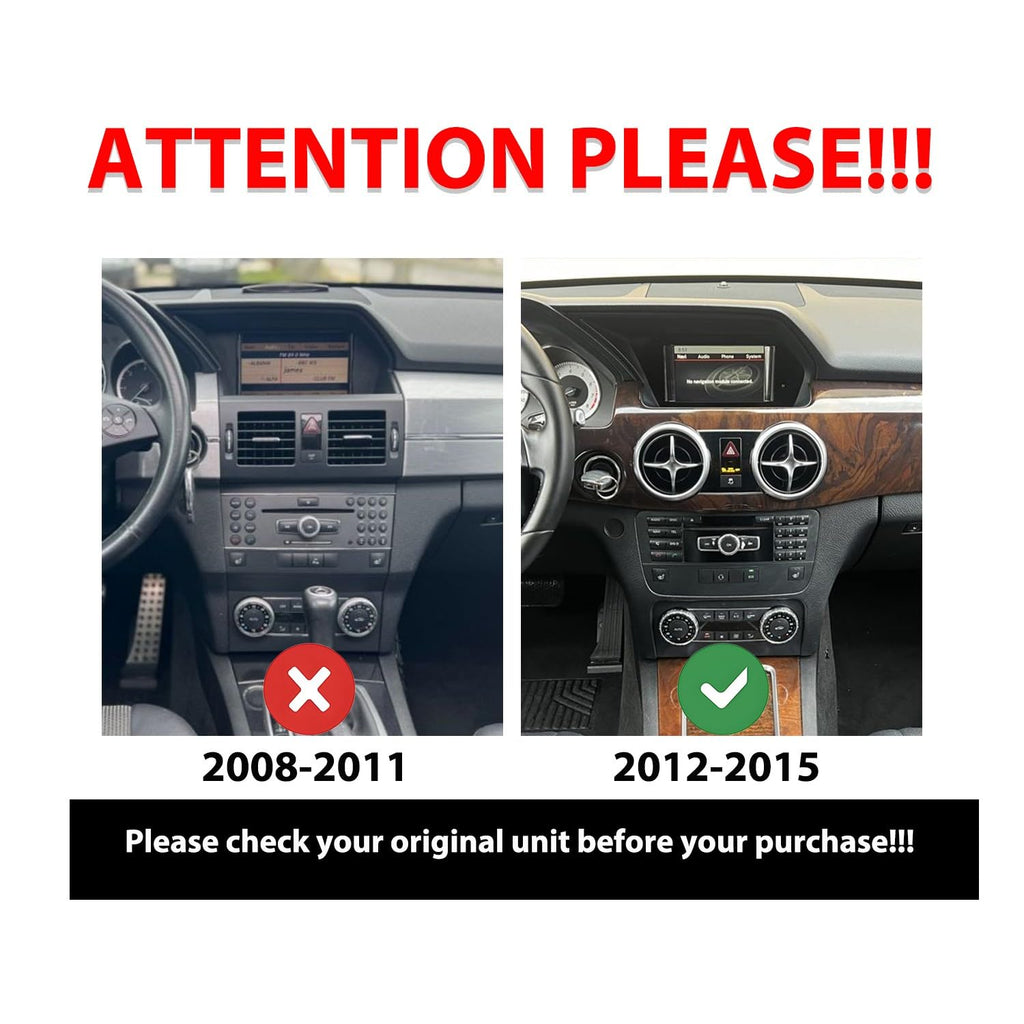 for Benz Glk-Class 2012-2015 Car CarPlay Android Auto Navigation Stereo GPS Radio Reverse Camera Display 9" IPS Touchscreen Headunit Tablet Pad Media Player, if Applicable Quad Core 4G+64G