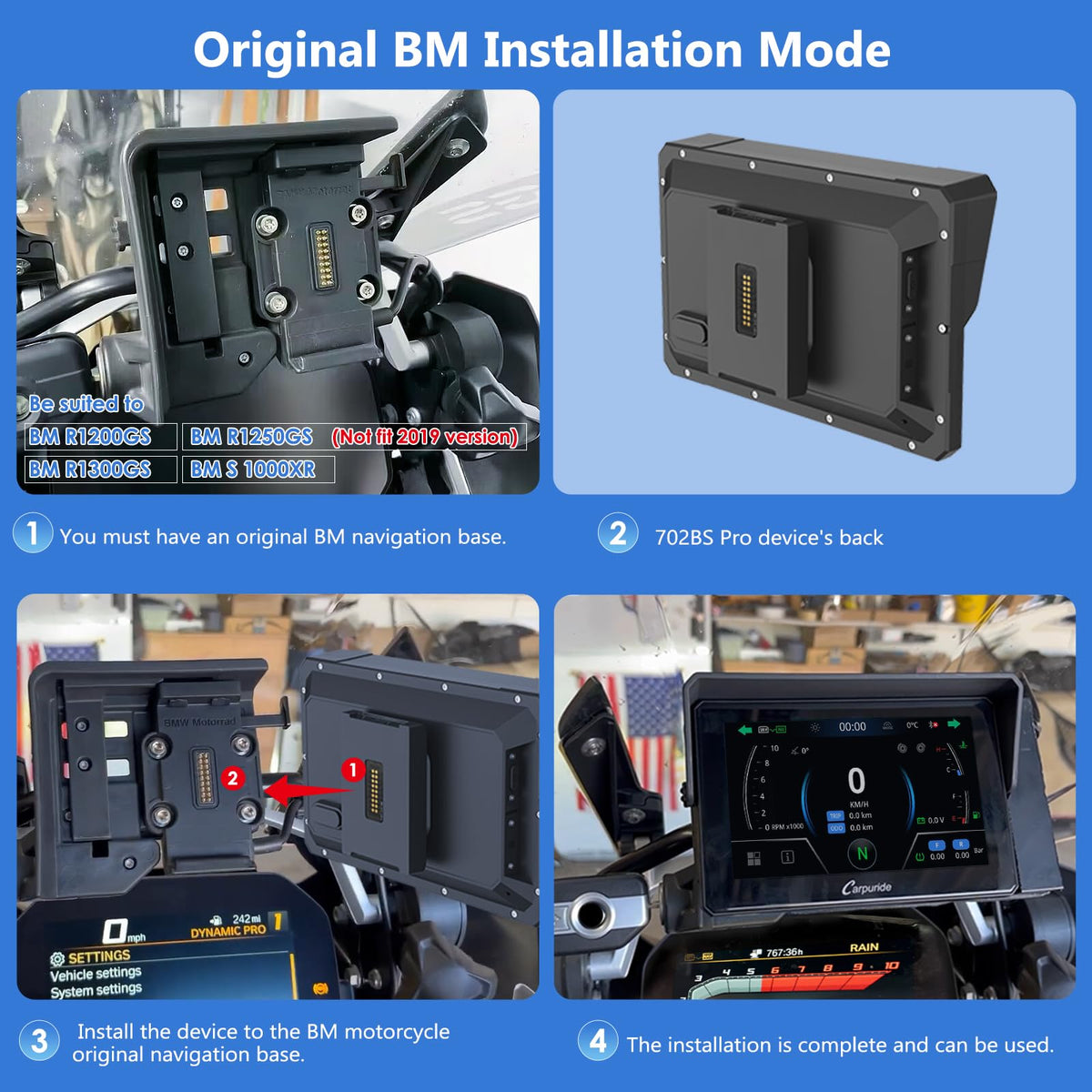 CARPURIDE W702BS for BMW Moto CarPlay & A-Auto Data Reading, Native Wonder