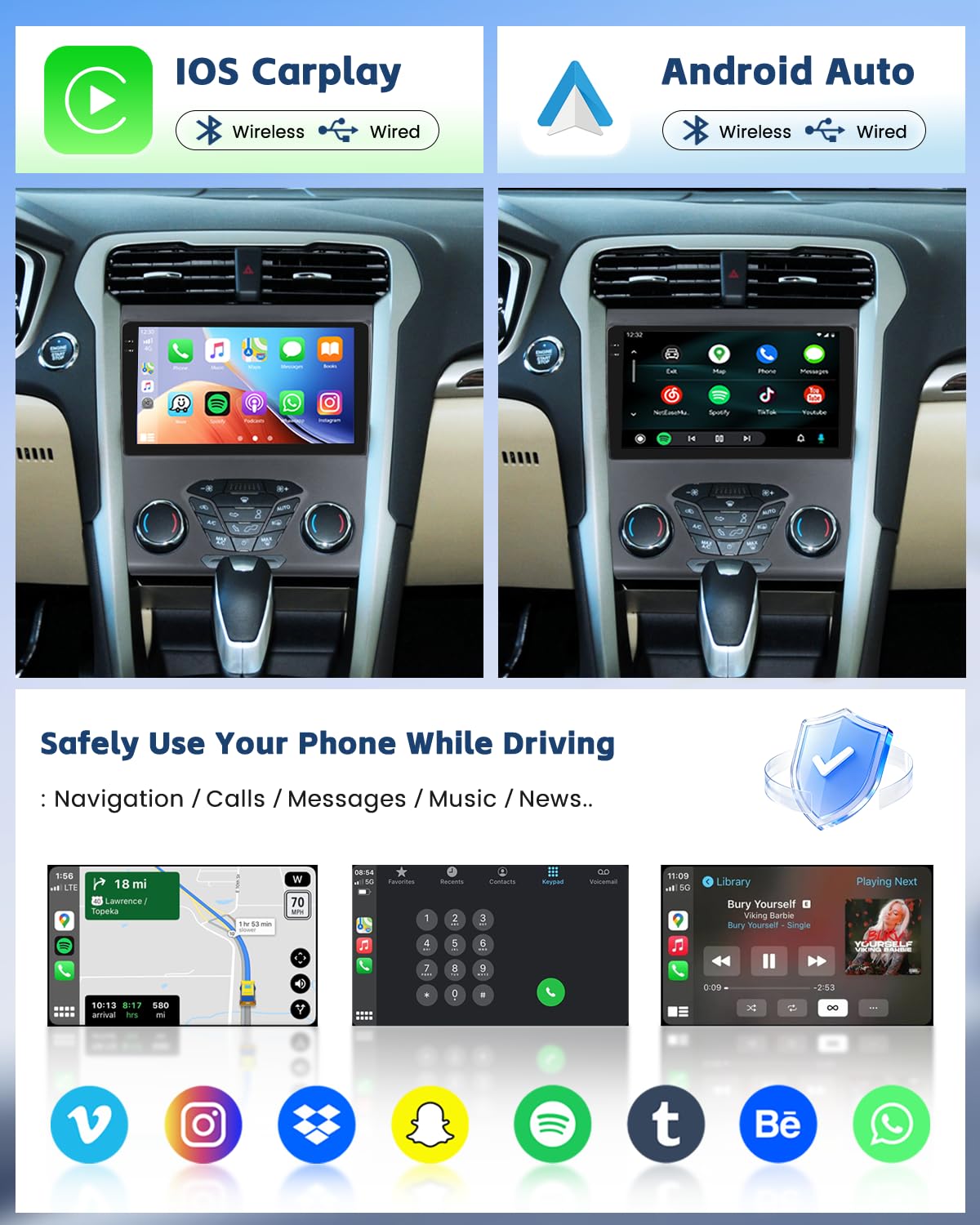 [Roinvou] 4+64G 9" Android 15 Car Radio for Ford Fusion Mondeo 2013-2019