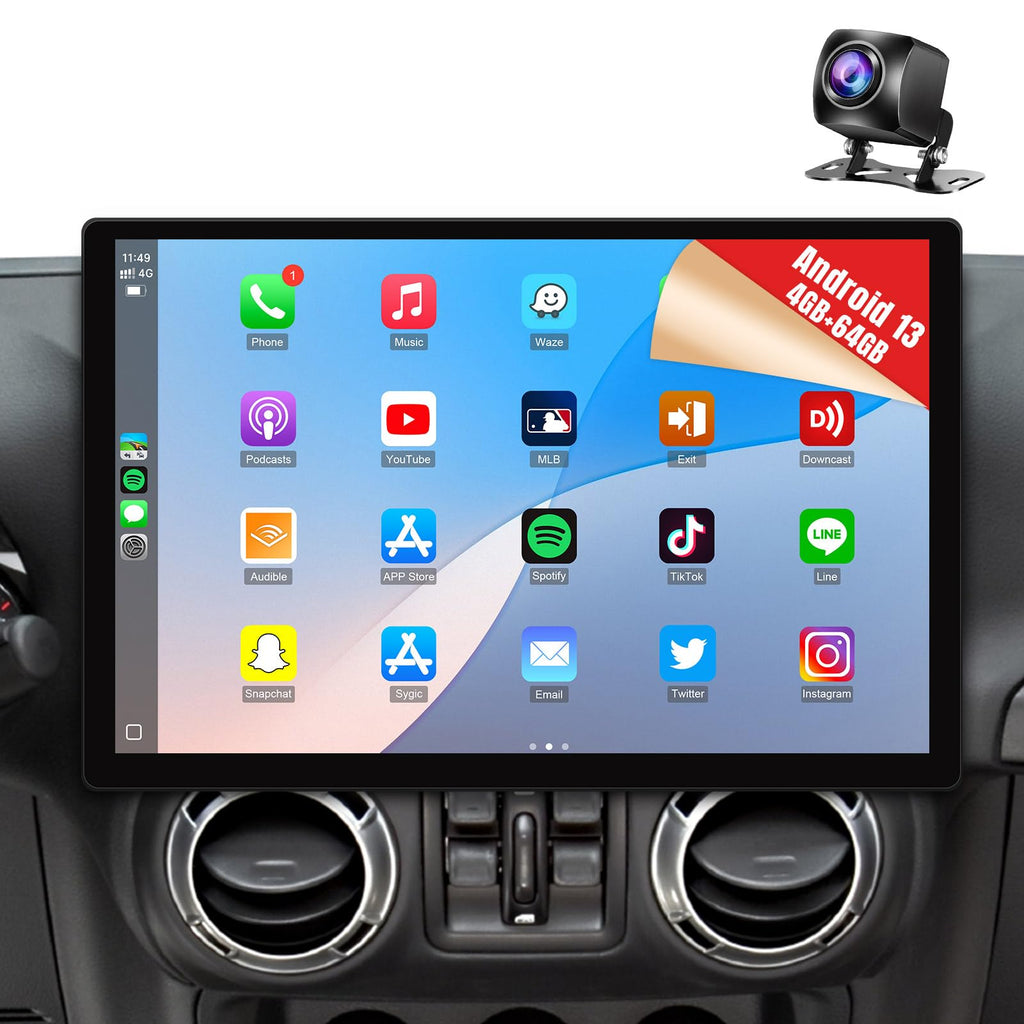 8Core 4G+64G Android 13 Car Stereo for Jeep Wrangler 2007-2018