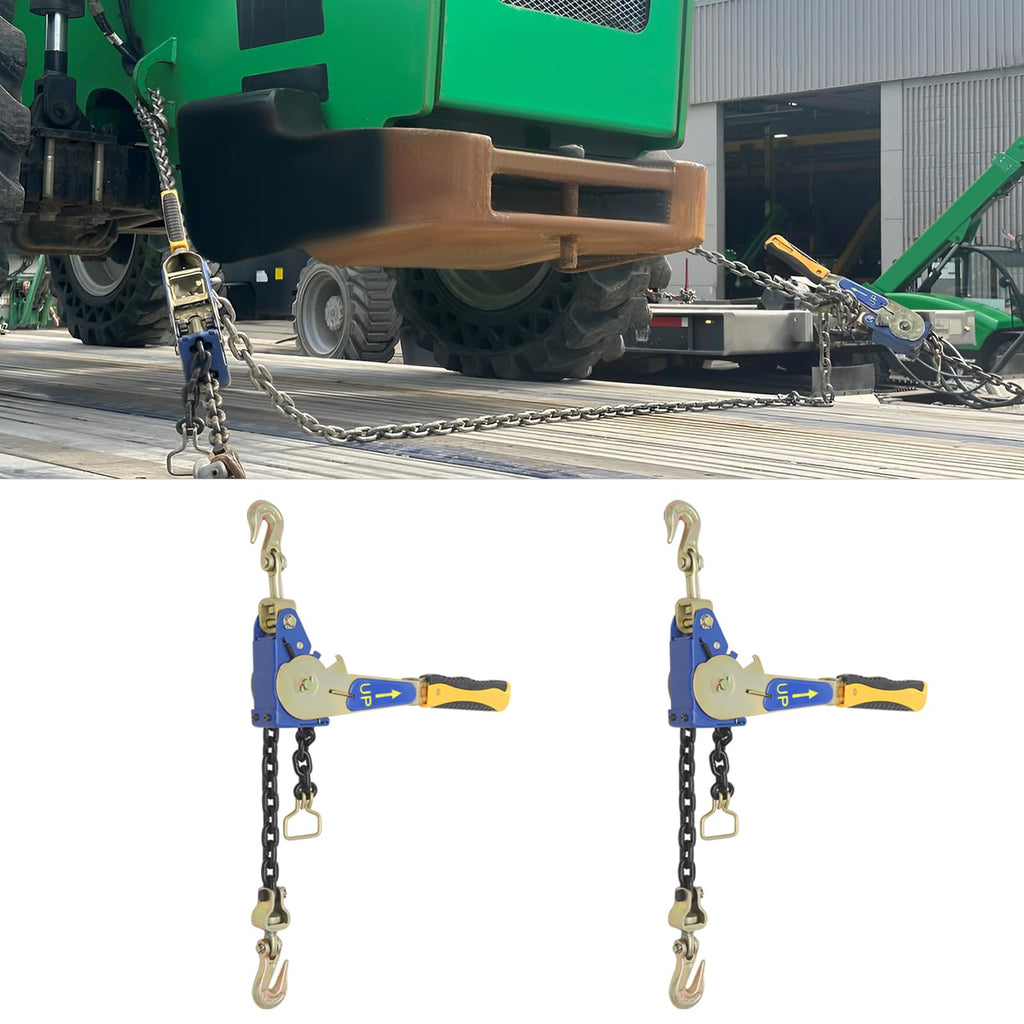 2 Pack Ratchet Chain Binder, Heavy Duty 5400 lbs G70 Ratchet Load Binder with Chain, Industrial Grade Tie Down Tool for Securing 5/16-3/8 Inch Chains, for Trucking and Cargo Transport