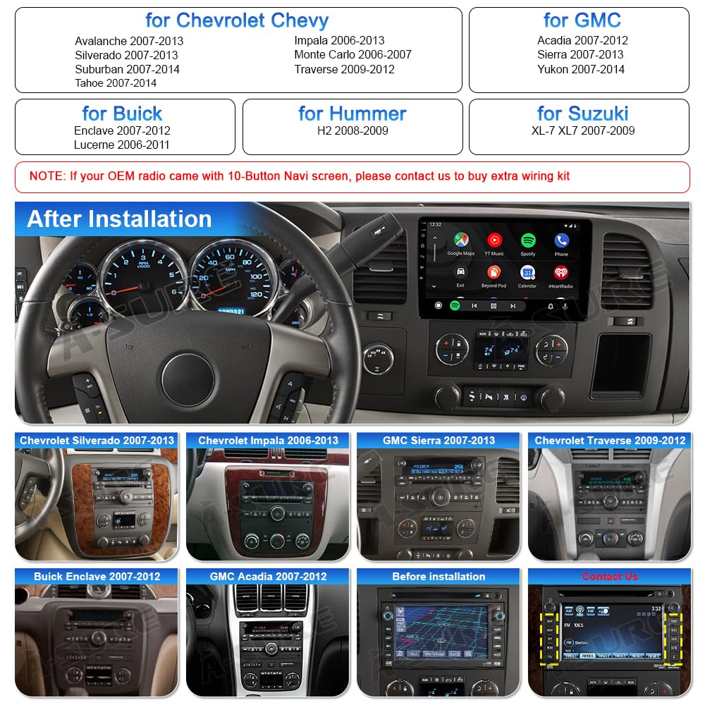 13.1 inch Car Stereo for Chevy Silverado GMC Sierra Yukon 2007-2013