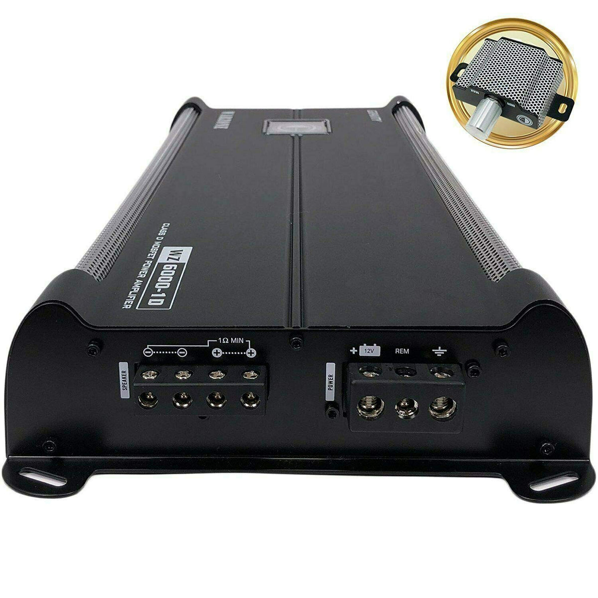 Gravity 6000.1D 2nd Gen Class D Monoblock Car Amplifier Bundle with SoundXtreme AP6 Bass Machine - 6000W Max, 1 Ohm Stable, MOSFET Supply, Remote Bass Knob