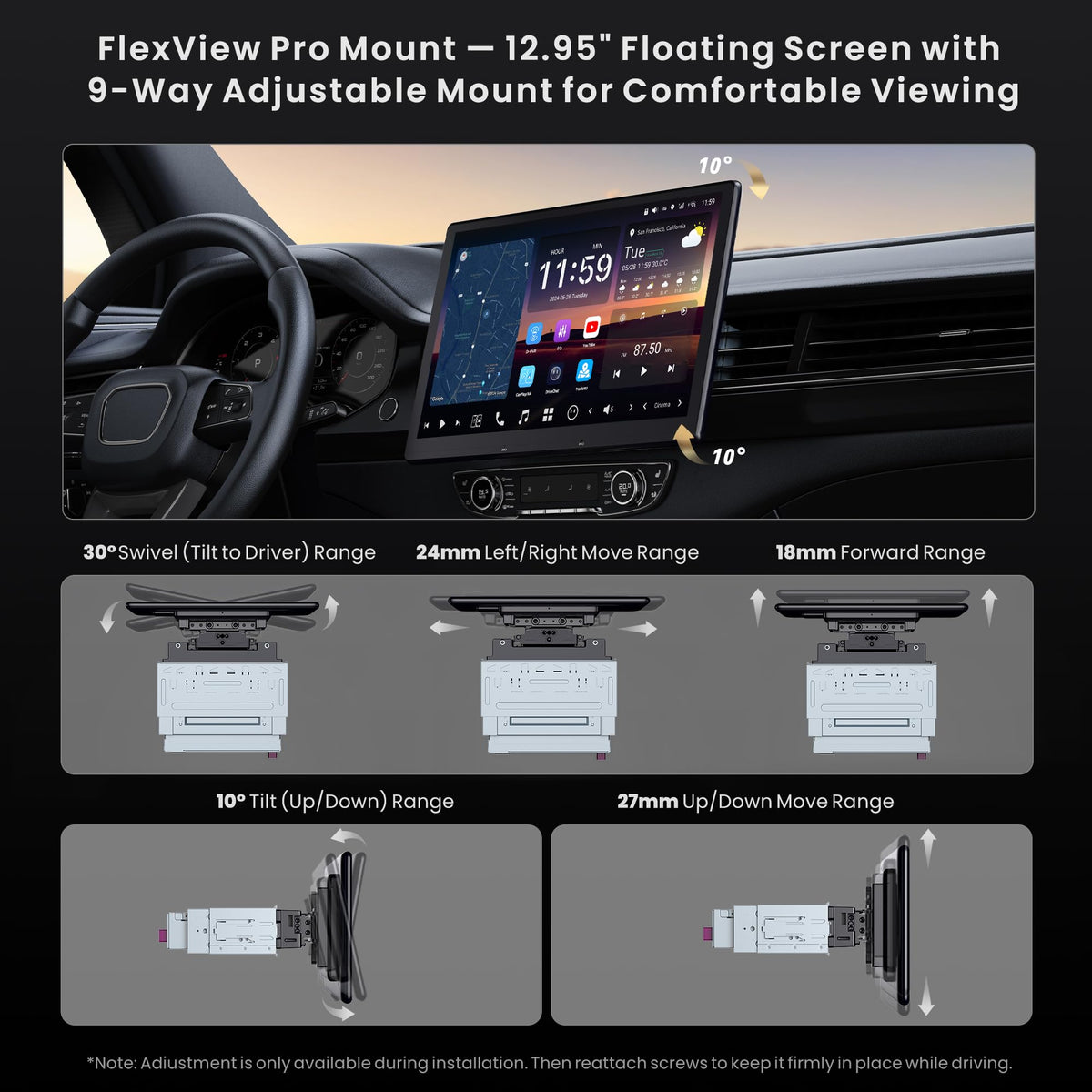 12.95" AI ScenePilot Android Car Stereo&Second Touchscreen with Dashcam