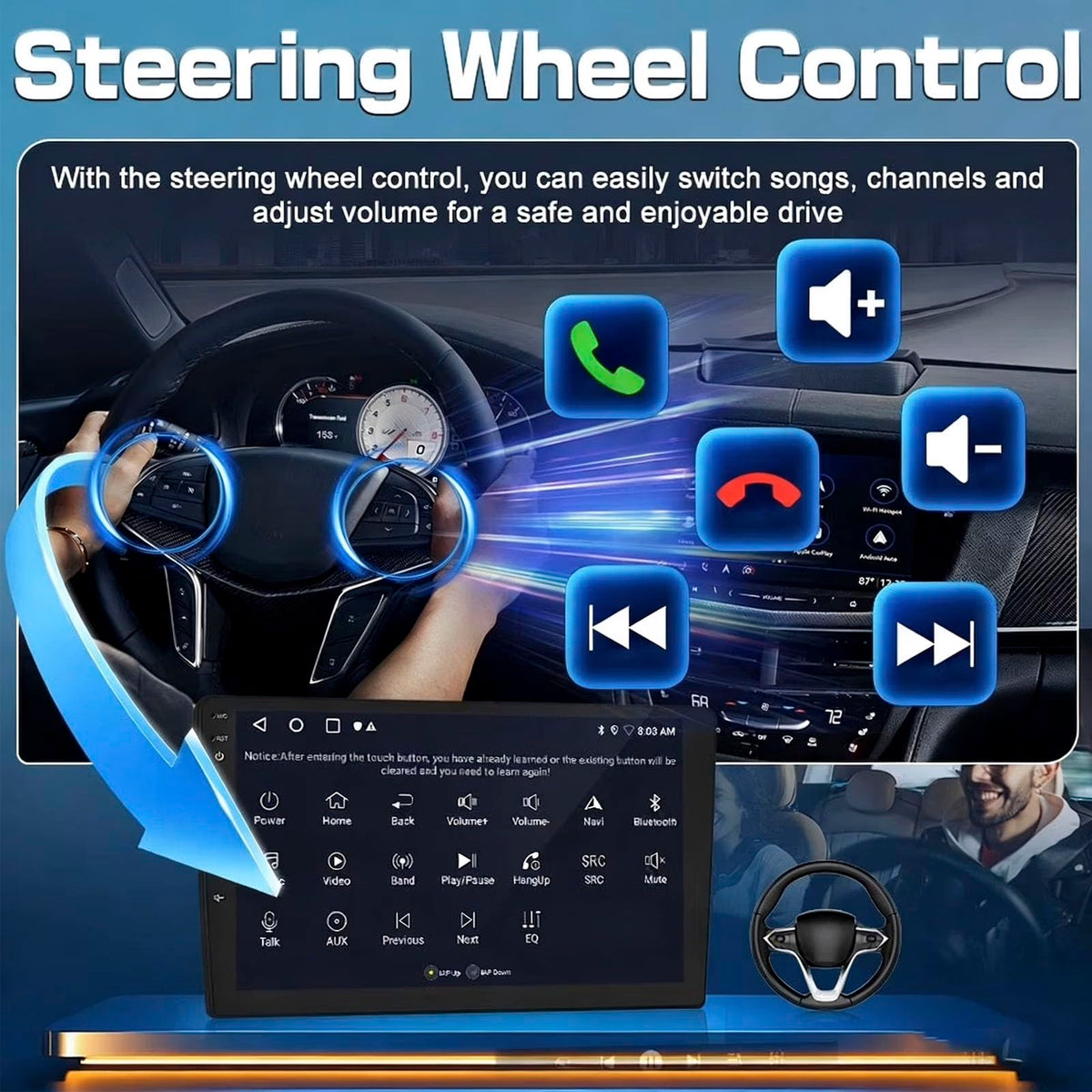 10" Android Car Stereo for Honda Pilot 2016-2019, Wireless CarPlay & Android Auto, Touchscreen GPS Navigation, Bluetooth, WiFi & Backup Camera, 4+64G