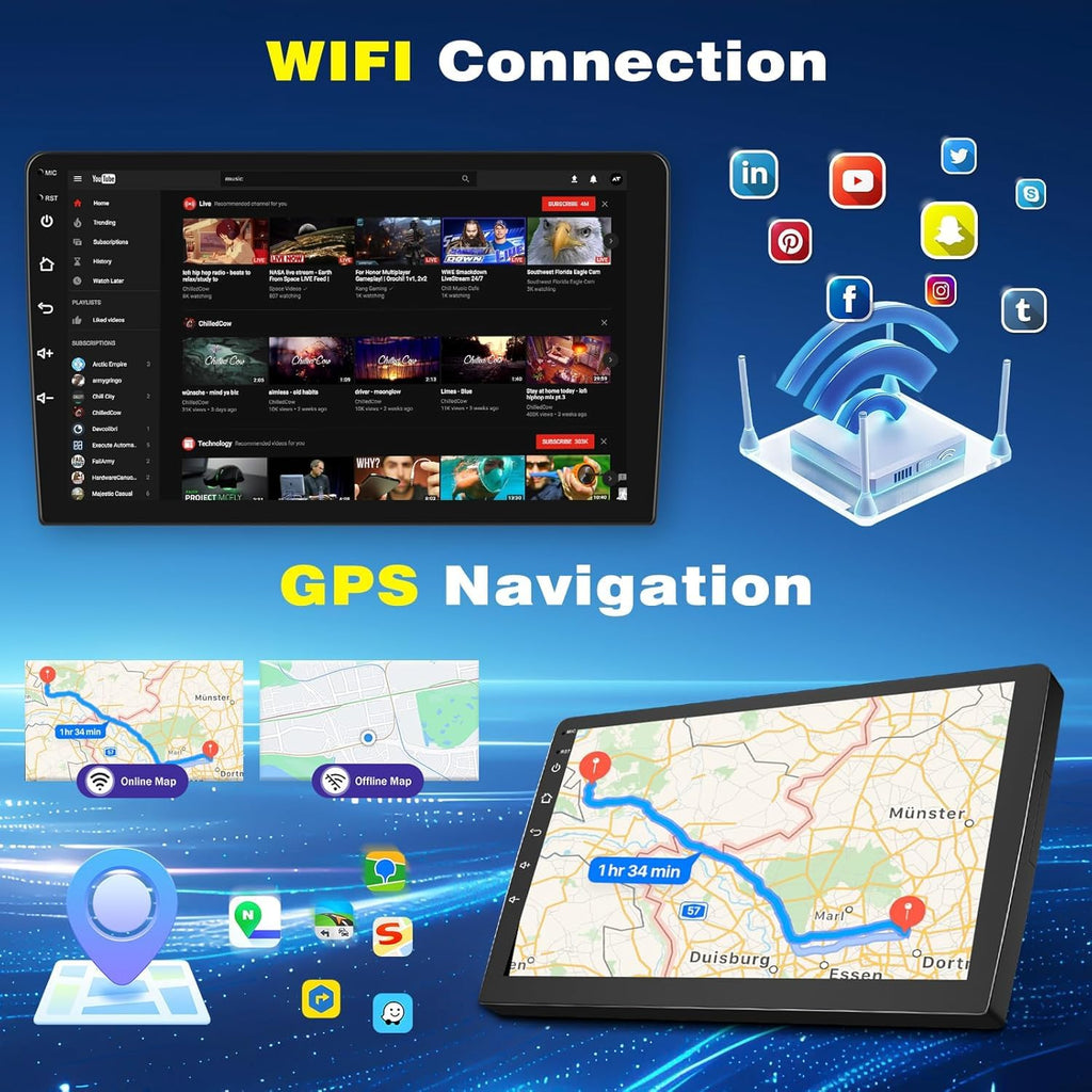 10.1" Touschscreen Car Radio for Chevy Cobalt 2007-2010 with Wireless CarPlay and Android Auto, 2G+32G Android 14 Double Din Car Stereo Head Unit Support GPS Bluetooth Mirror Link WiFi FM SWC Camera