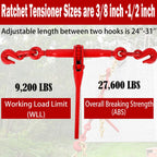 Garvee 4 Packs 3/8 in-1/2 in G70 Chain Binders Set, 3/8 in ×10 ft Chains