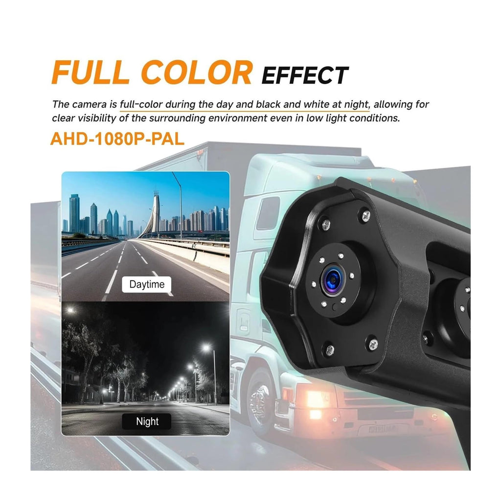 12.3 Inch IPS AI BSD Blind Spot DVR Mirror 1080P AHD Dual Head Stretchable Side View Reverse Backup Camera for Truck Bus(Left Right)