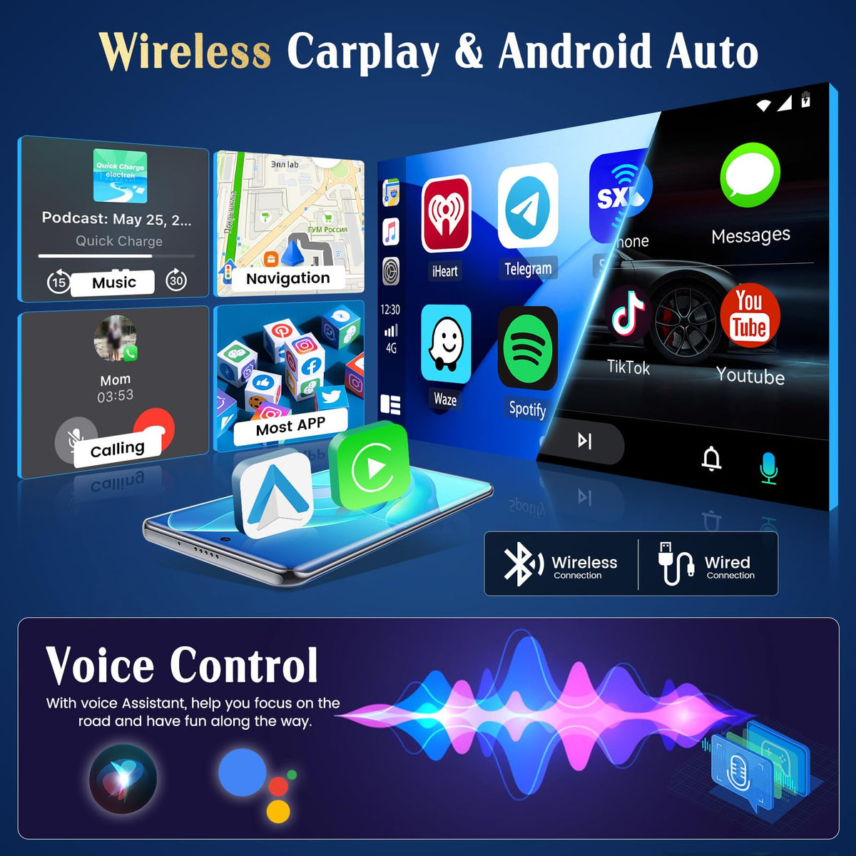 Android 15 Car Stereo for Chevrolet Chevy Trax 2014-2016 with Apple Wireless Carplay Android Auto, 2+64G 9 inch Touch Screen Radio with GPS WiFi Bluetooth SWC FM RDS Radio EQ+AHD Backup Camera