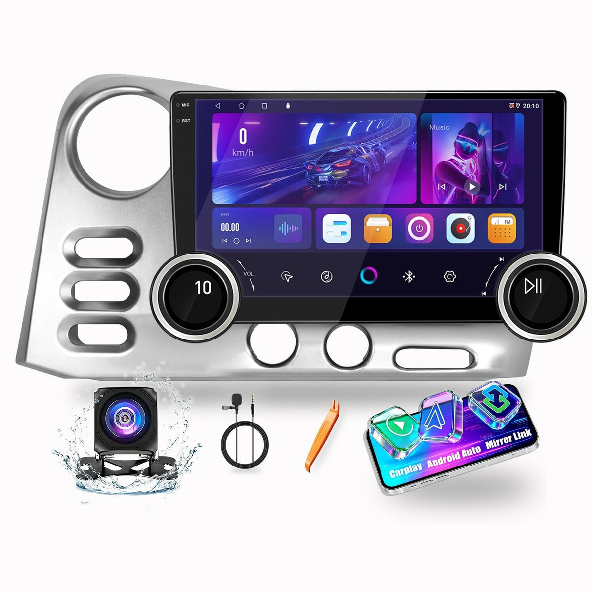 For Toyota Corolla Matrix For Pontiac Vibe 2003-2008 Display Knobs CarPlay/Android Auto Autoradio Android Radio Navigation Stereo Player GPS 10.1" QLED Touch Screen Headunit Tablet Quad Core 2G+64G（B）