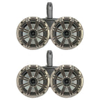 KICKER Black Dual Wakeboard Tower System with 2 Pair (Qty 4) of Silver 6.5" 195 Watt Max Power Marine OEM Replacement Coaxial Boat Audio Speakers