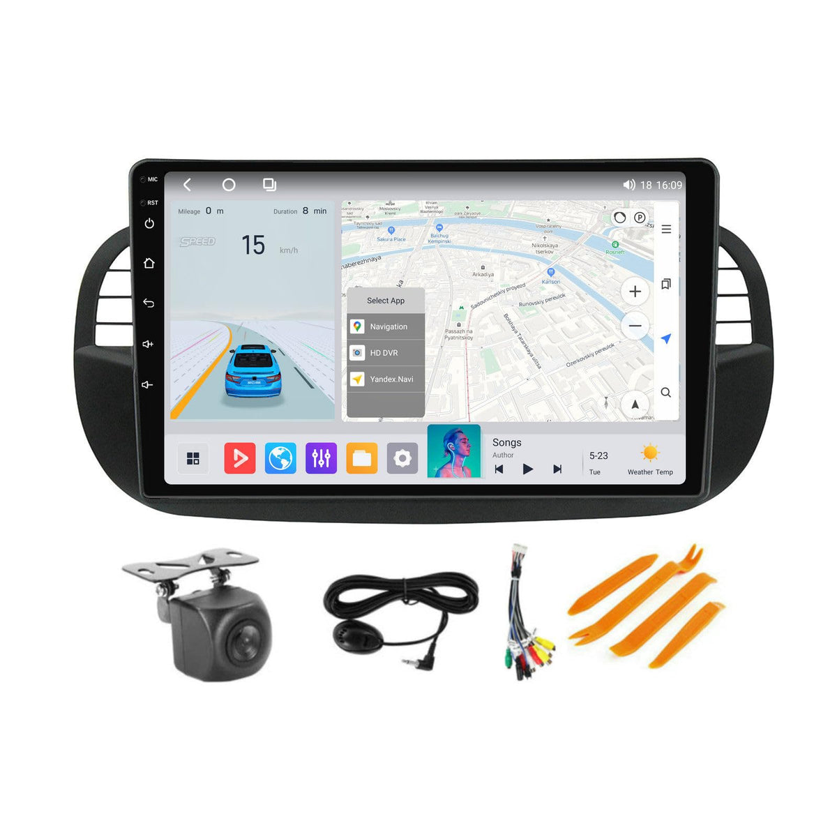 Stereo for Fiat 500 500C 2007-2015 Upgrade Radio with Knob -8Core 2+32GB