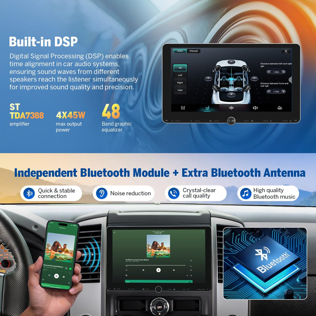Eonon 4+64GB Android 14 Double Din Car Stereo 10.1" Headunit