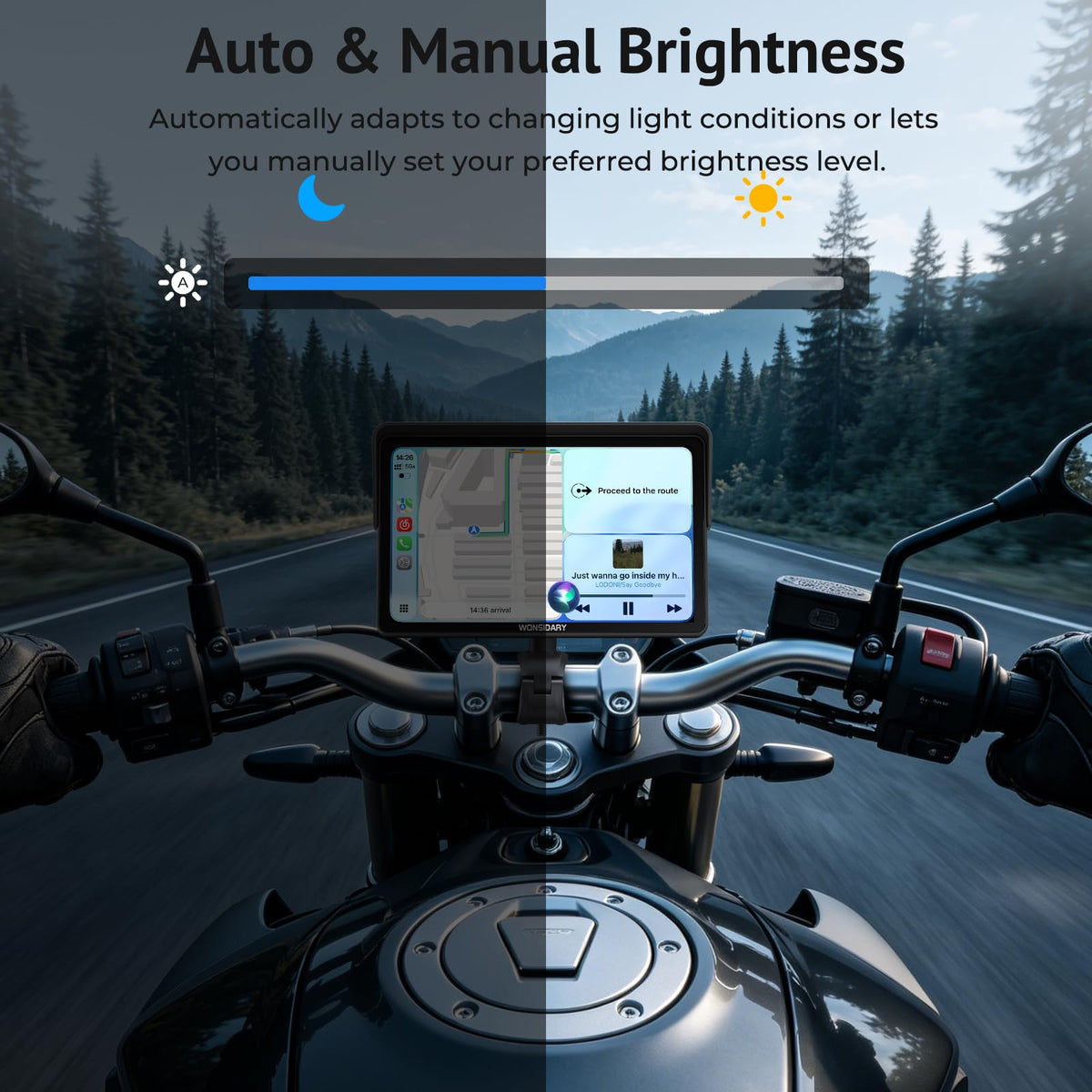 W722TPMS 7" Wireless Motorcycle CarPlay & Android Auto with TPMS