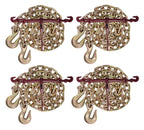 Mytee Products 3/8" Grade 70 Chain and Binder Kit | Includes (4) 3/8" - 1/2" Ratchet Load Binder & (4) 3/8" x 20' G70 Transport Chain w/Grab Hooks | 6600 lbs WLL for Flatbed Truck Trailer Tie Down