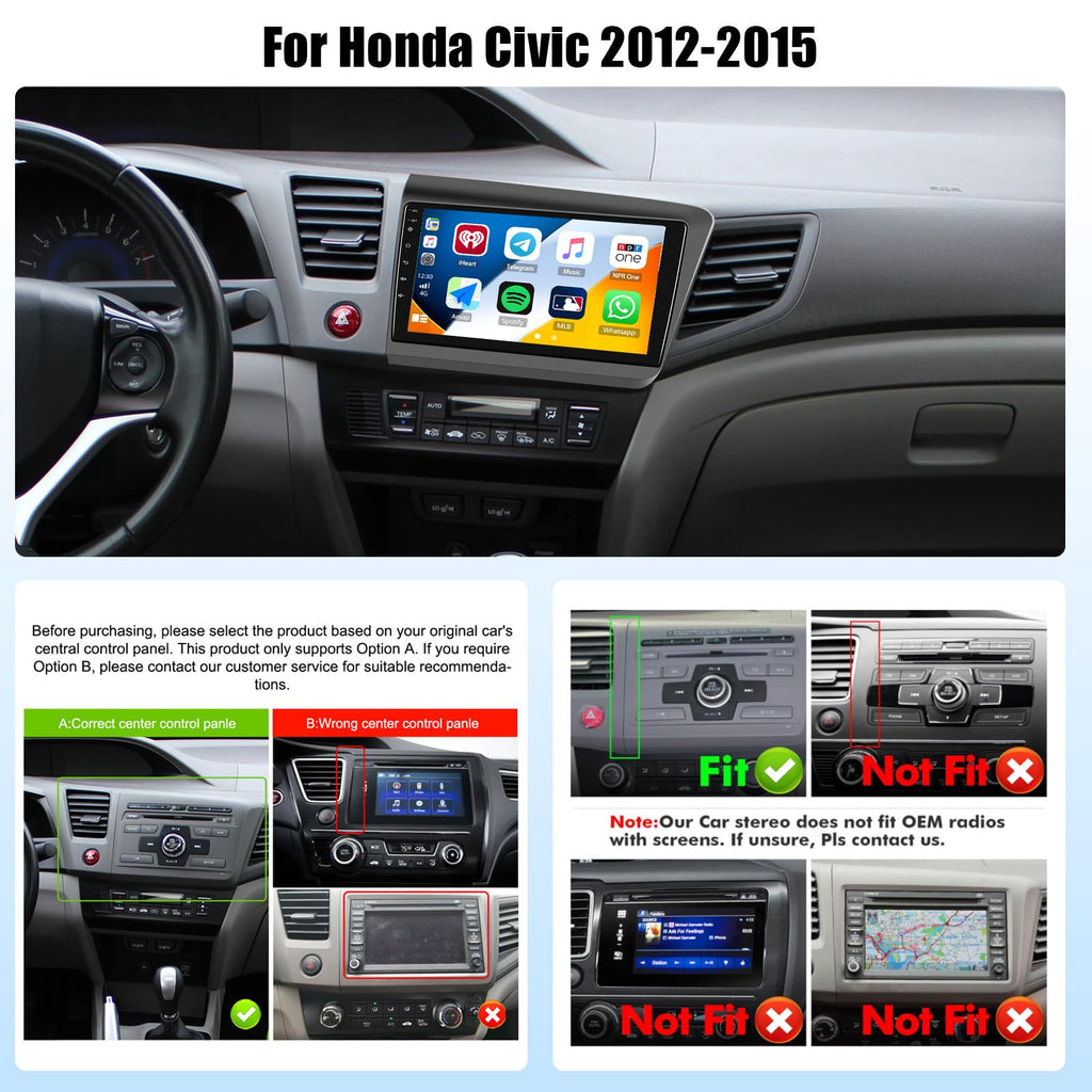 [6+128G] 8-Core Android 15 Car Radio Stereo for Honda Civic 2012-2015