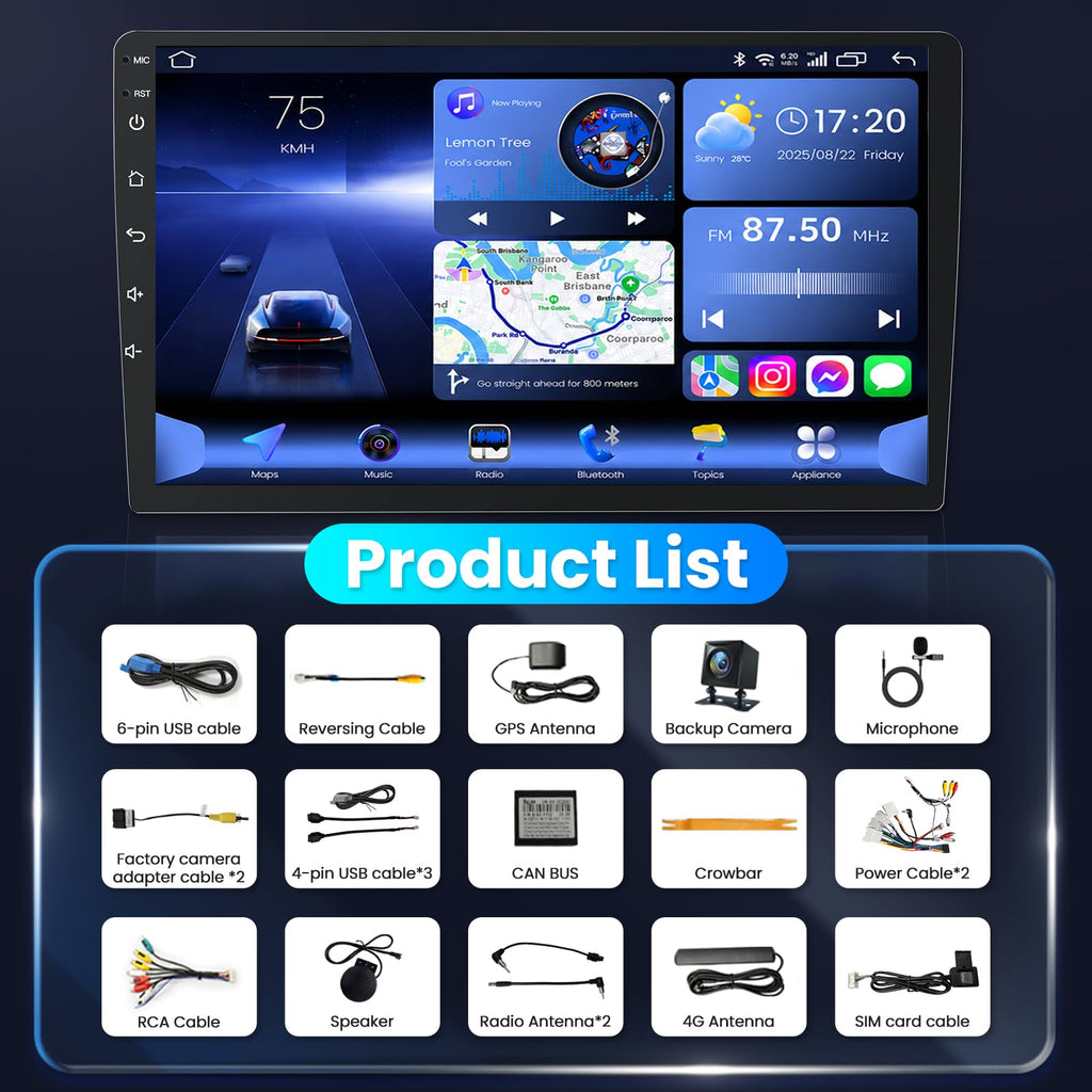 Android 15, 64GB Upgrade Car Radio for 2007-2013 GMC Yukon Chevy Tahoe Suburban Silverado: 1280 * 720 HD Touchscreen, Wireless CarPlay & Android Auto, GPS/WiFi/Bluetooth, Backup Camera, SWC