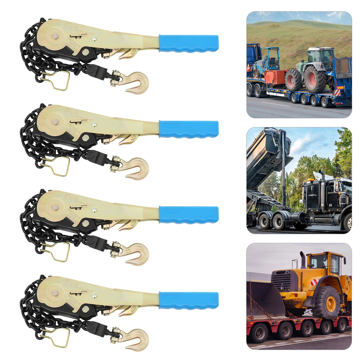 2500LBS Ratchet Chain Binder 4pc Cargo Load Tightener for 1/4"-5/16" Chain