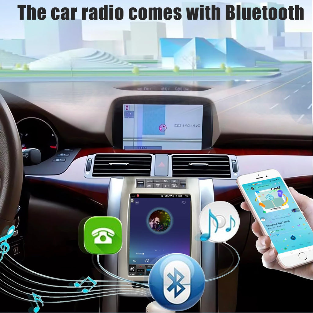 for Acura RL 2004-2012 Android 14 Radio Tesla Style 9.7-Inch IPS Touch Screen Stereo with Bluetooth 5.0 Carplay/Android Auto GPS Navigation for Car Multimedia Player with HD Rear-View Camera