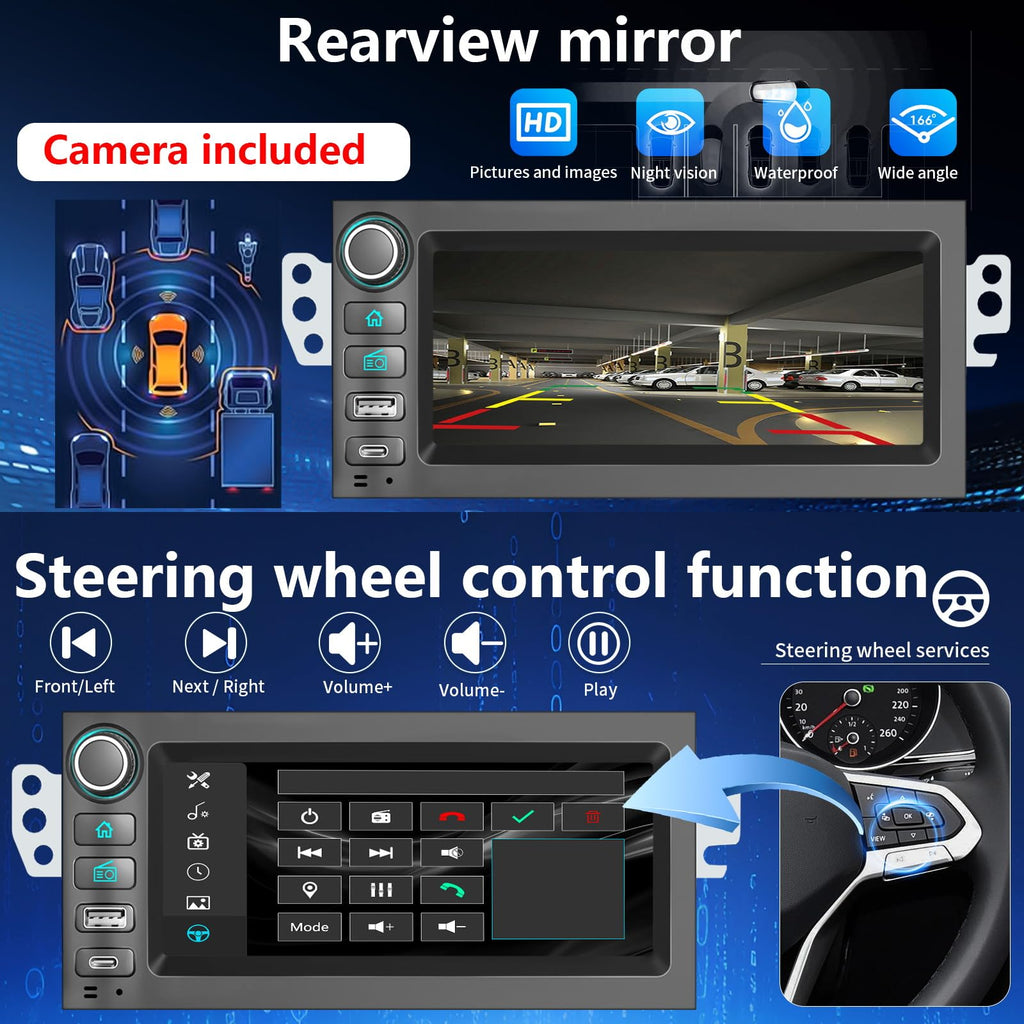 Plug&Play 1.5 Din Car Radio for Chevy Silverado/Tahoe/Suburban 1995-2002,S10/Blazer 1998-2002，Monte Carlo 1996-1999 GMC Suburban 1995-1999,Yukon 1995-2002 ，6.9" IPS Screen with Carplay Android auto