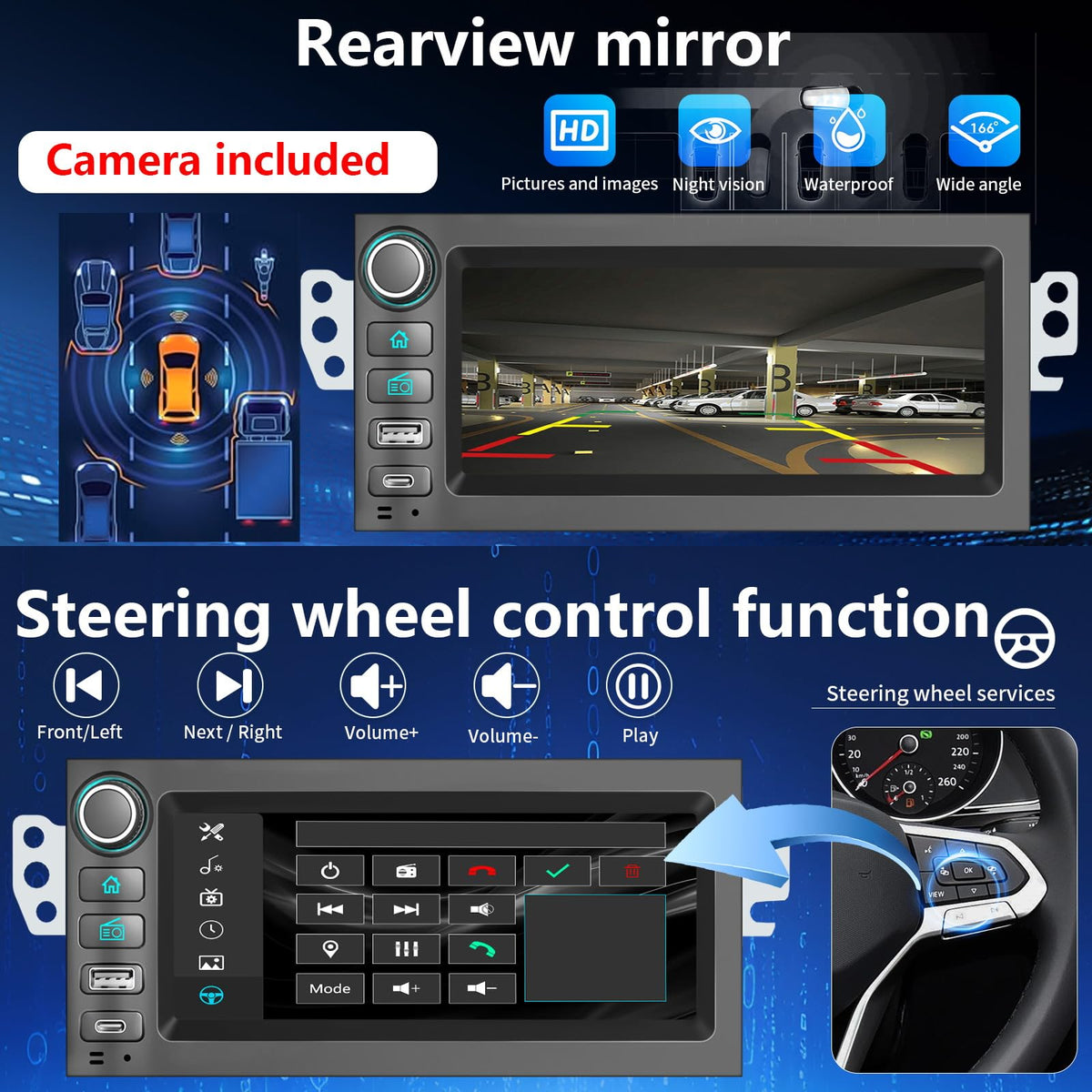 Plug&Play 1.5 Din Car Radio for Chevy Silverado/Tahoe/Suburban 1995-2002,S10/Blazer 1998-2002，Monte Carlo 1996-1999 GMC Suburban 1995-1999,Yukon 1995-2002 ，6.9" IPS Screen with Carplay Android auto