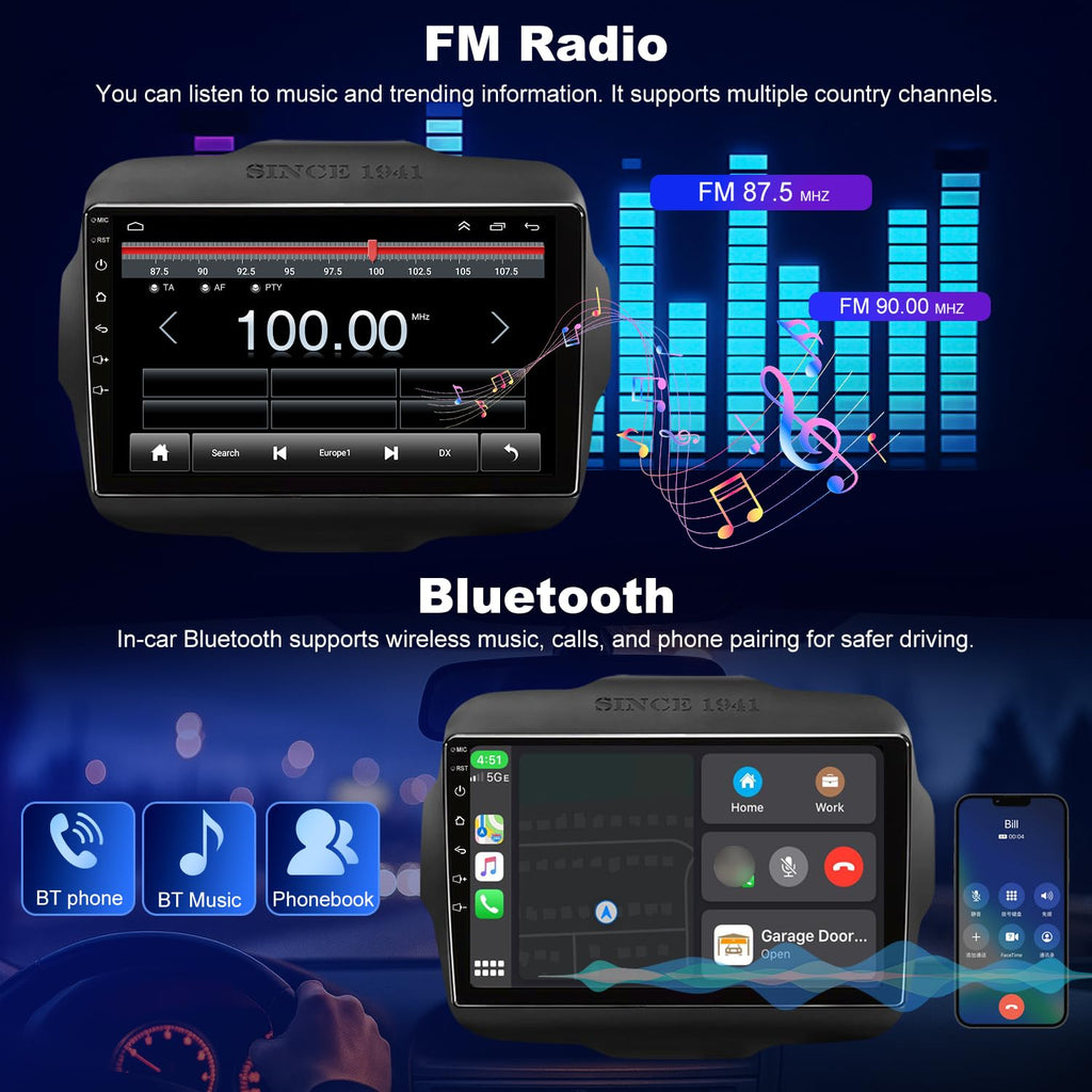 9" Car Radio for Jeep Renegade 2015 2016 2017 2018 2019 2020 2021 2022 2023