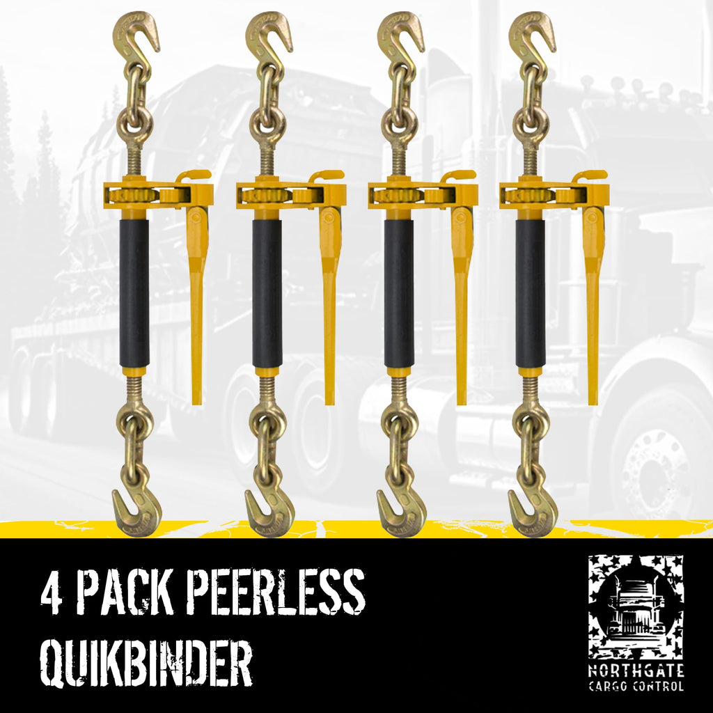 Peerless QuikBinder Plus 5/16-3/8" Ratchet Load Binders - 7,100 lbs WLL, Heavy-Duty, S.A.E. & DOT Compliant 4-Pack (Northgate Cargo Control)