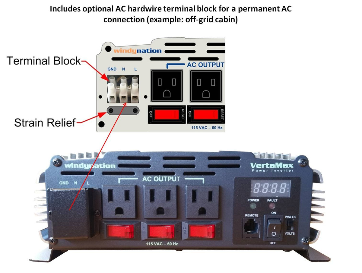 VertaMax Pure SINE Wave 3000 Watt (6000W Surge) 12V Power Inverter DC to 115 AC Car, Solar, Off-Grid, RV, Back Up Power