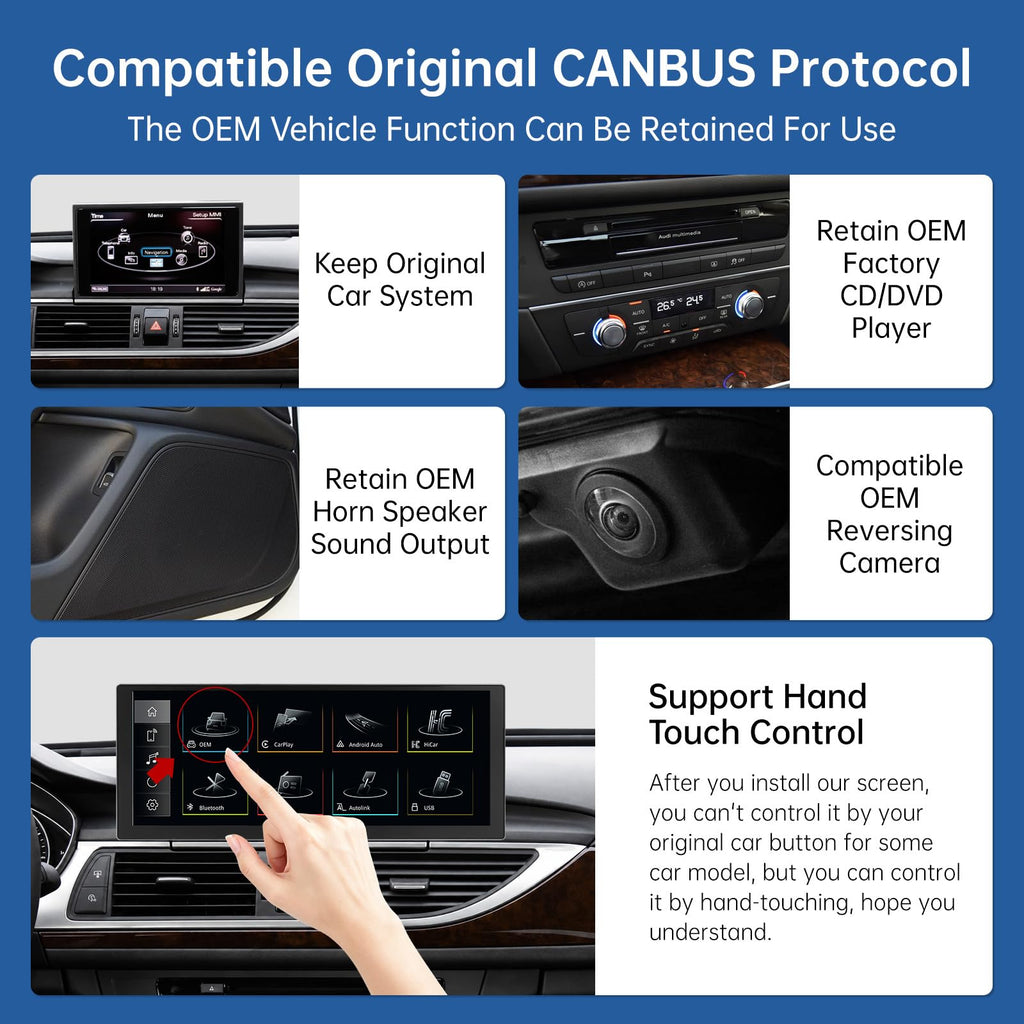 Road Top 10.25" Ultra-Narrow CarPlay Screen for Audi A6 A7 (2012-2018)