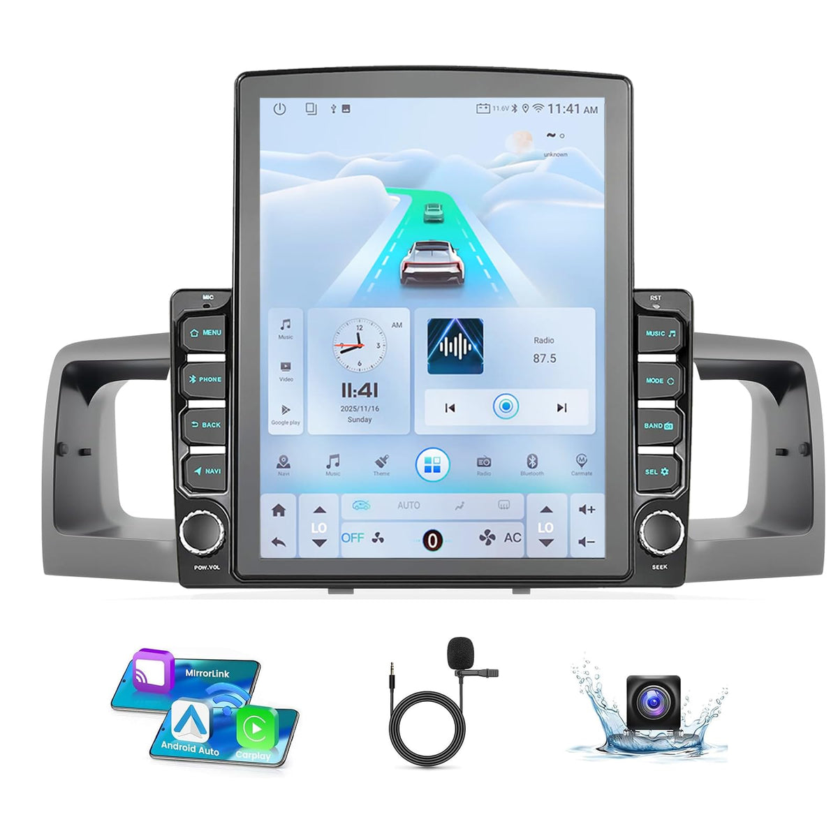 9.7" Android 15 Car Radio Compatible with Toyota Corolla 2003-2008(Non-J.B.L Version), Wireless CarPlay/Android Auto, 2G+64G, GPS, Bluetooth 5.1, Supprt Steering Wheel Control & Backup Camera