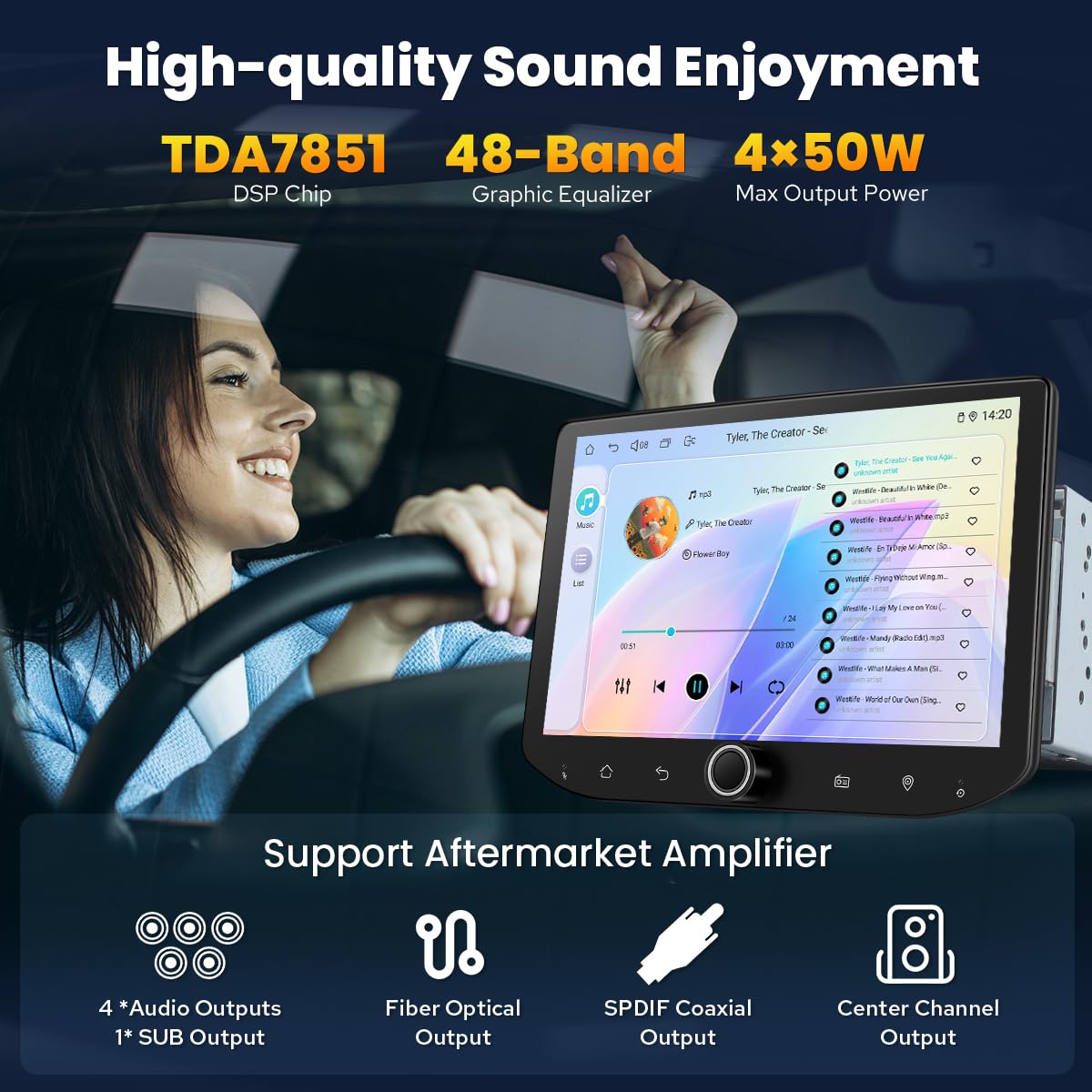 Joying Android 13 Double Din Car Stereo with Carplay & Android Auto, 8 Inch Car Radio 1280 X 800P Head Unit 8GB+128GB with Bluetooth, Volume Knob, Mirror-Link, AM/FM Radio(JY-UTD80N8-B)